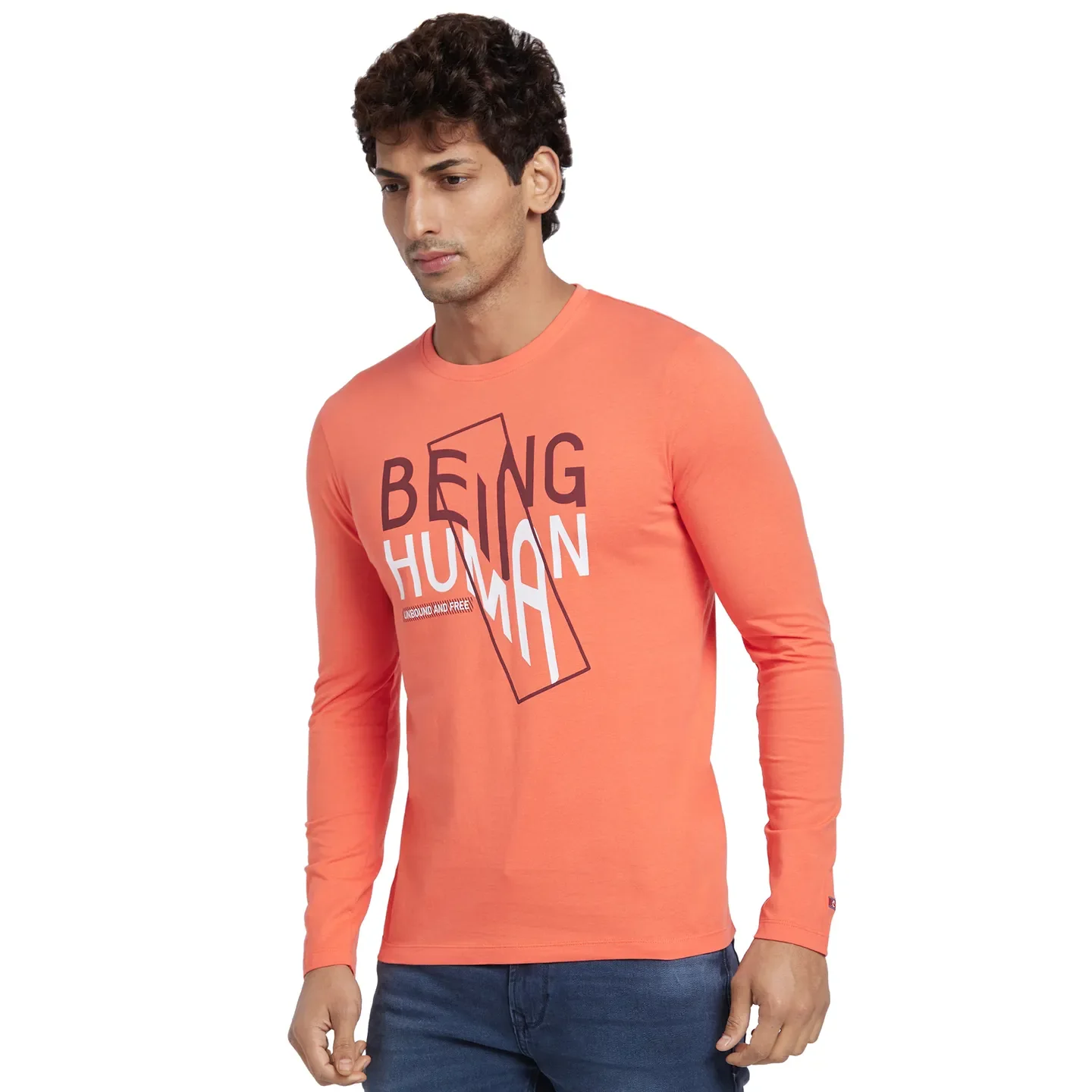 Hot Coral Regular Fit Round Neck Men's T-Shirt by Being Human Clothing - Image 2
