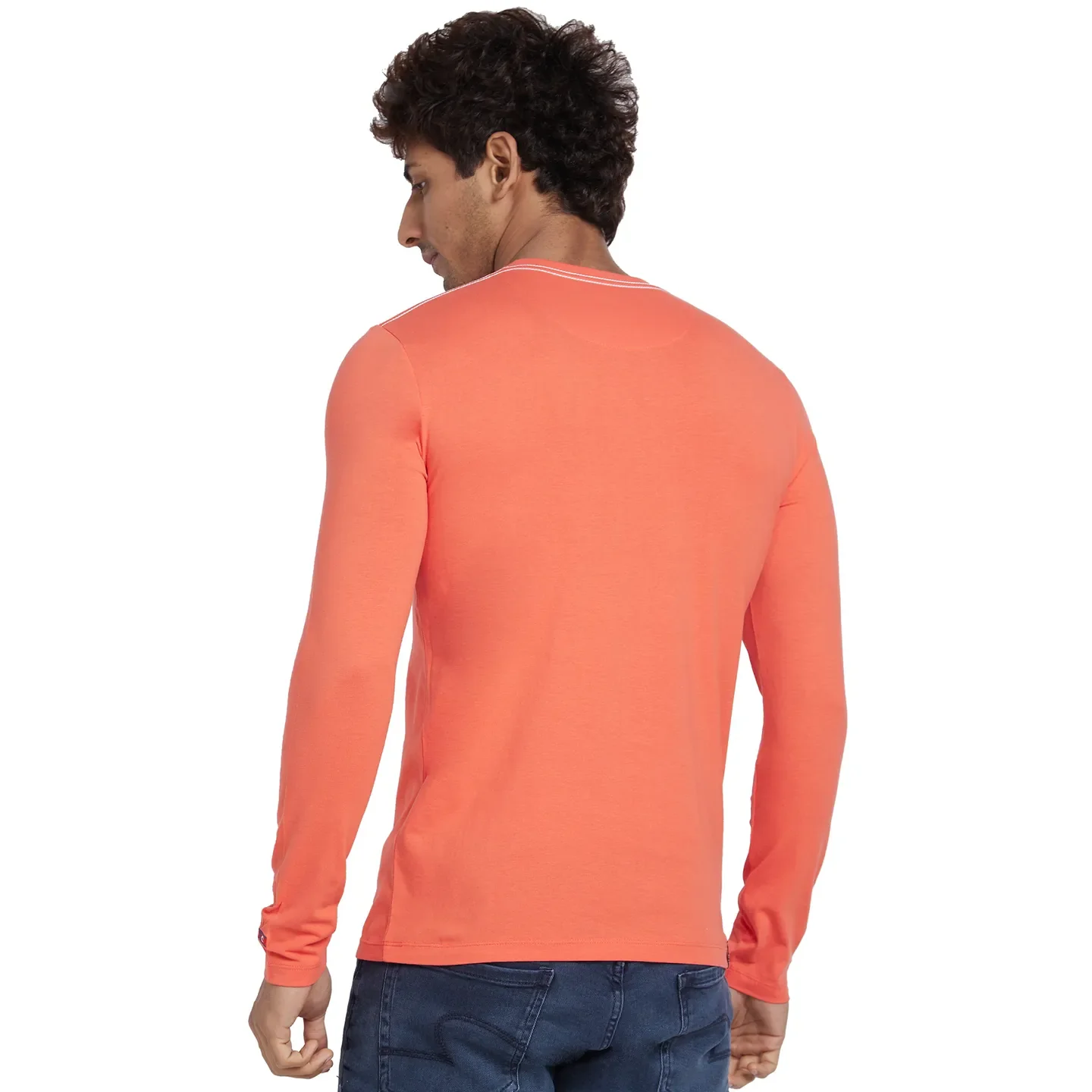 Hot Coral Regular Fit Round Neck Men's T-Shirt by Being Human Clothing - Image 3