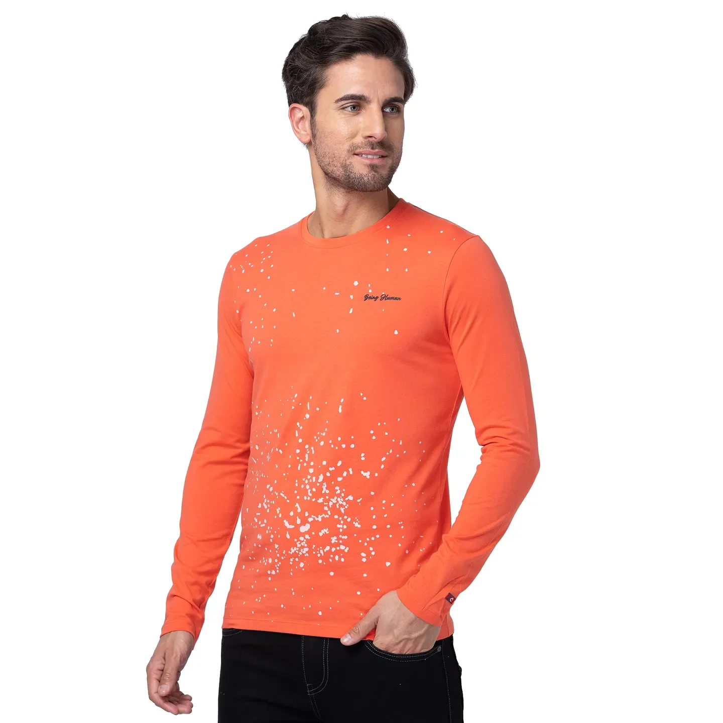 Pink Regular Fit Men's Long Sleeves T-Shirt by Being Human Clothing - Image 2