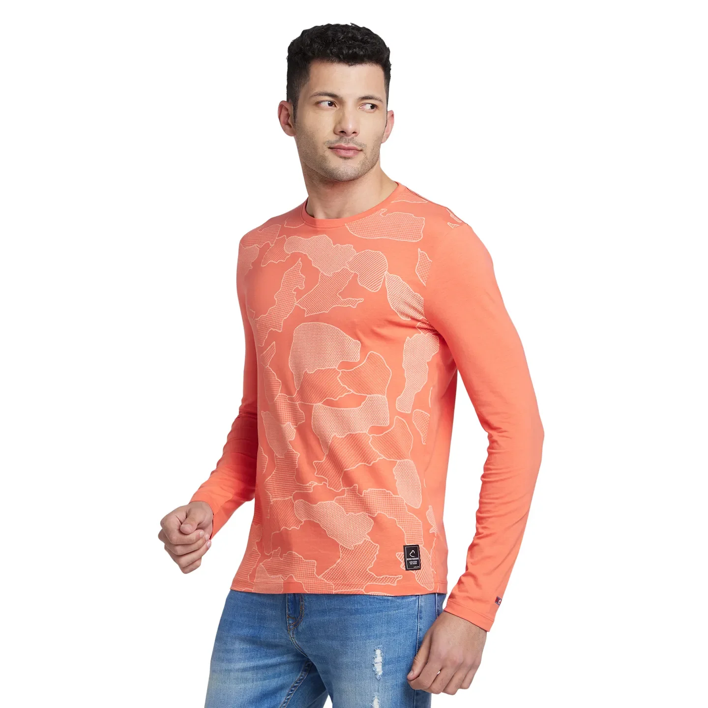 Hot Coral Regular Fit Round Neck Men's T-Shirt by Being Human Clothing - Image 2