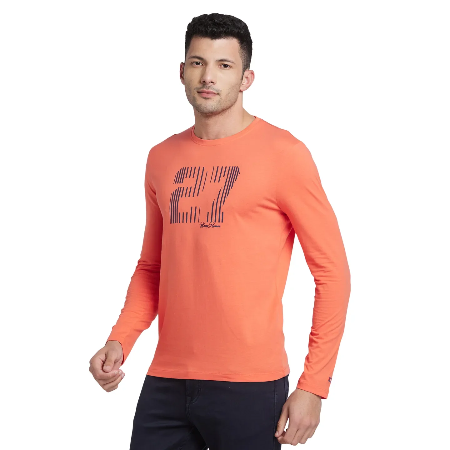 Pink Regular Fit Men's Long Sleeves T-Shirt by Being Human Clothing - Image 2