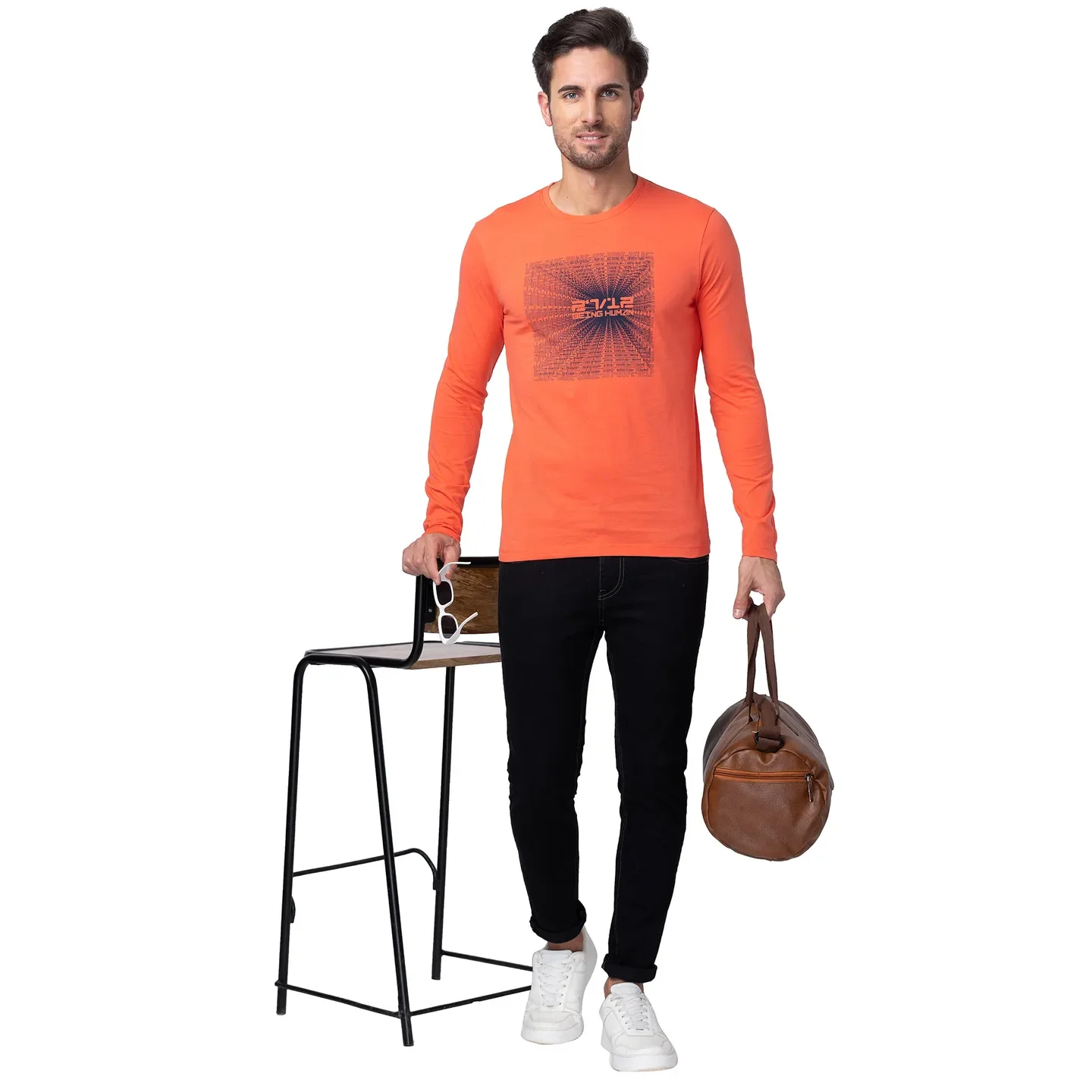 Pink Regular Fit Men's Long Sleeves T-Shirt by Being Human Clothing - Image 6