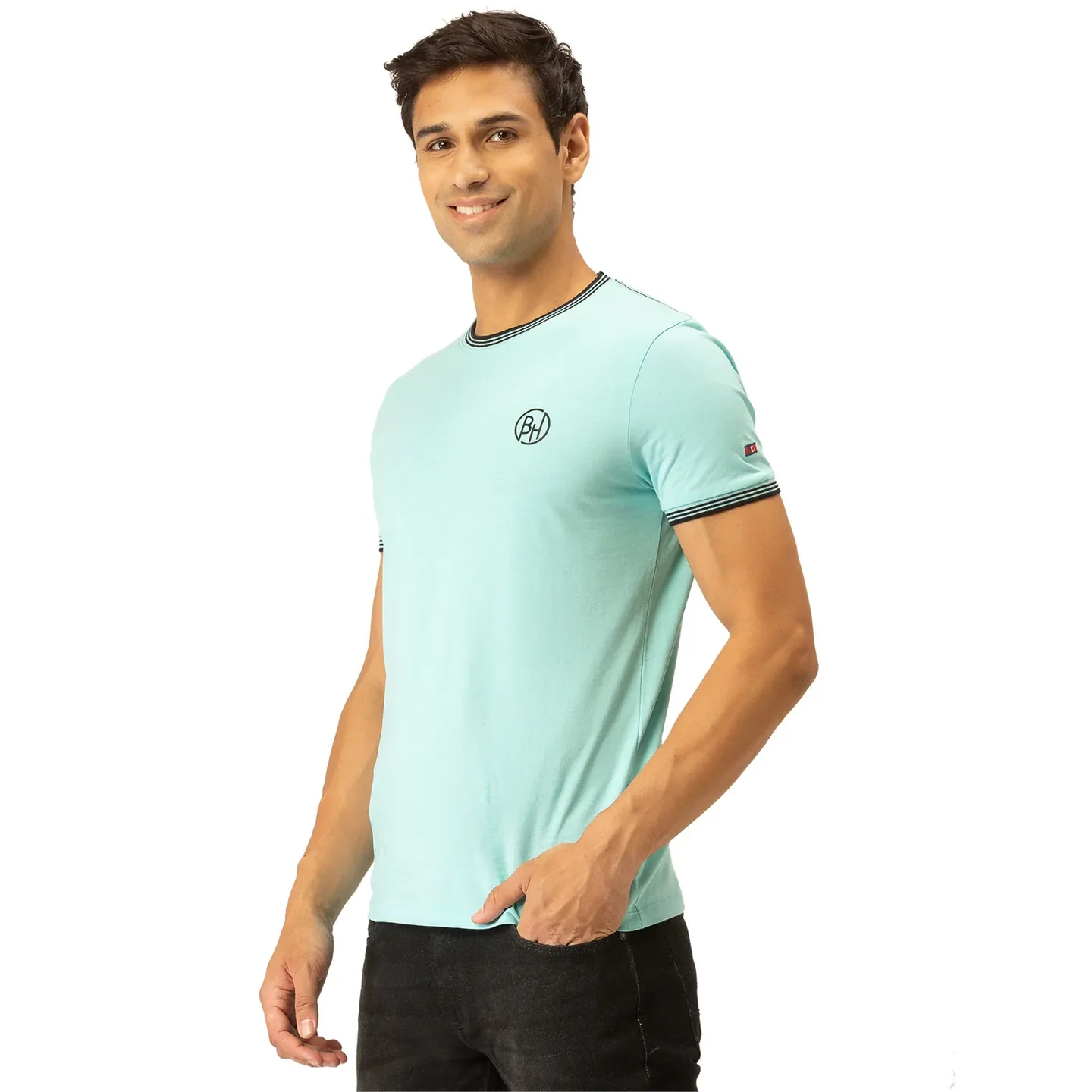 Blue Regular Fit Men's Short Sleeves T-Shirt by Being Human Clothing - Image 2