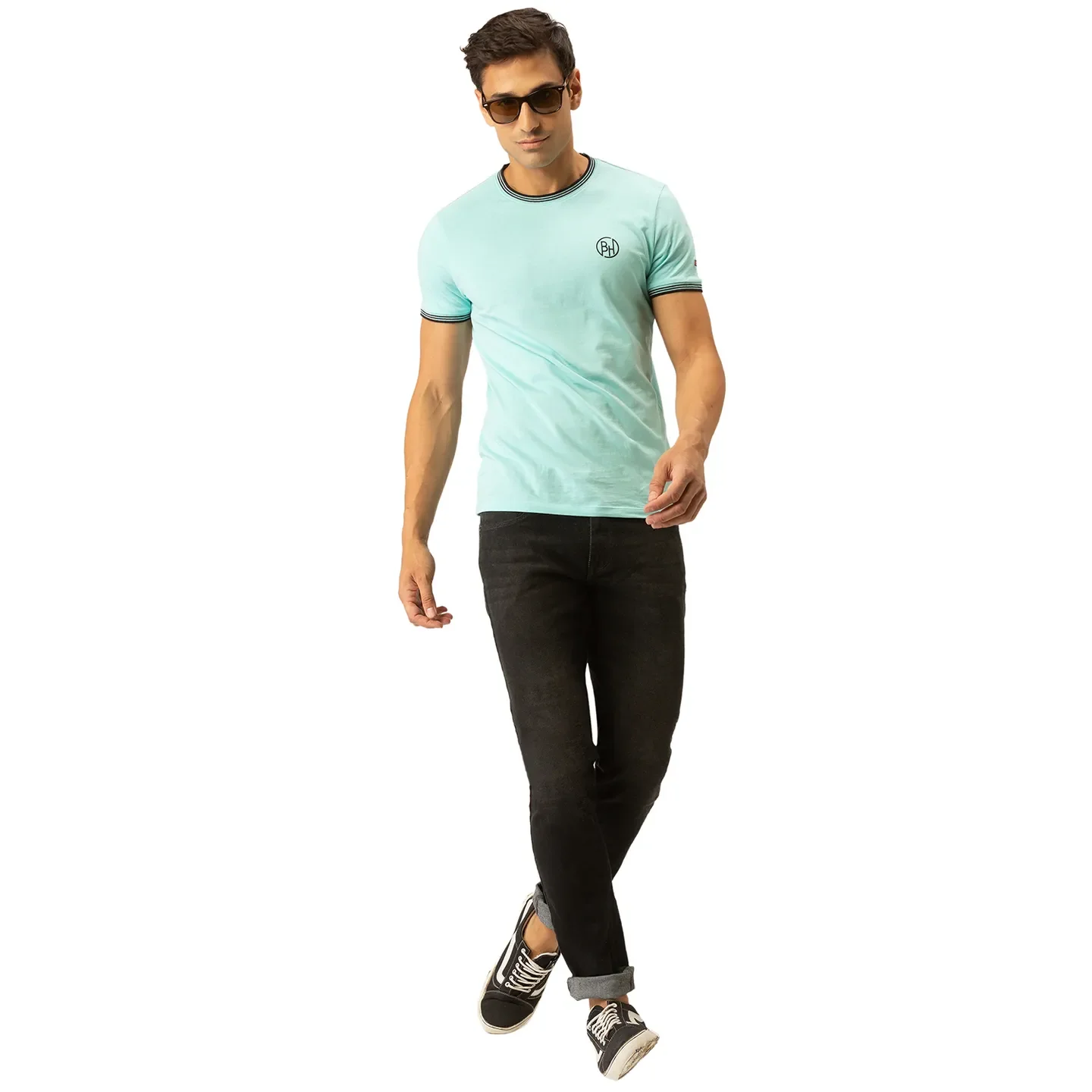 Blue Regular Fit Men's Short Sleeves T-Shirt by Being Human Clothing - Image 5