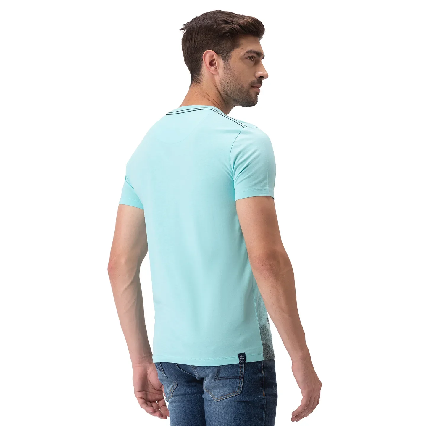 Blue Regular Fit Men's Short Sleeves T-Shirt by Being Human Clothing - Image 4