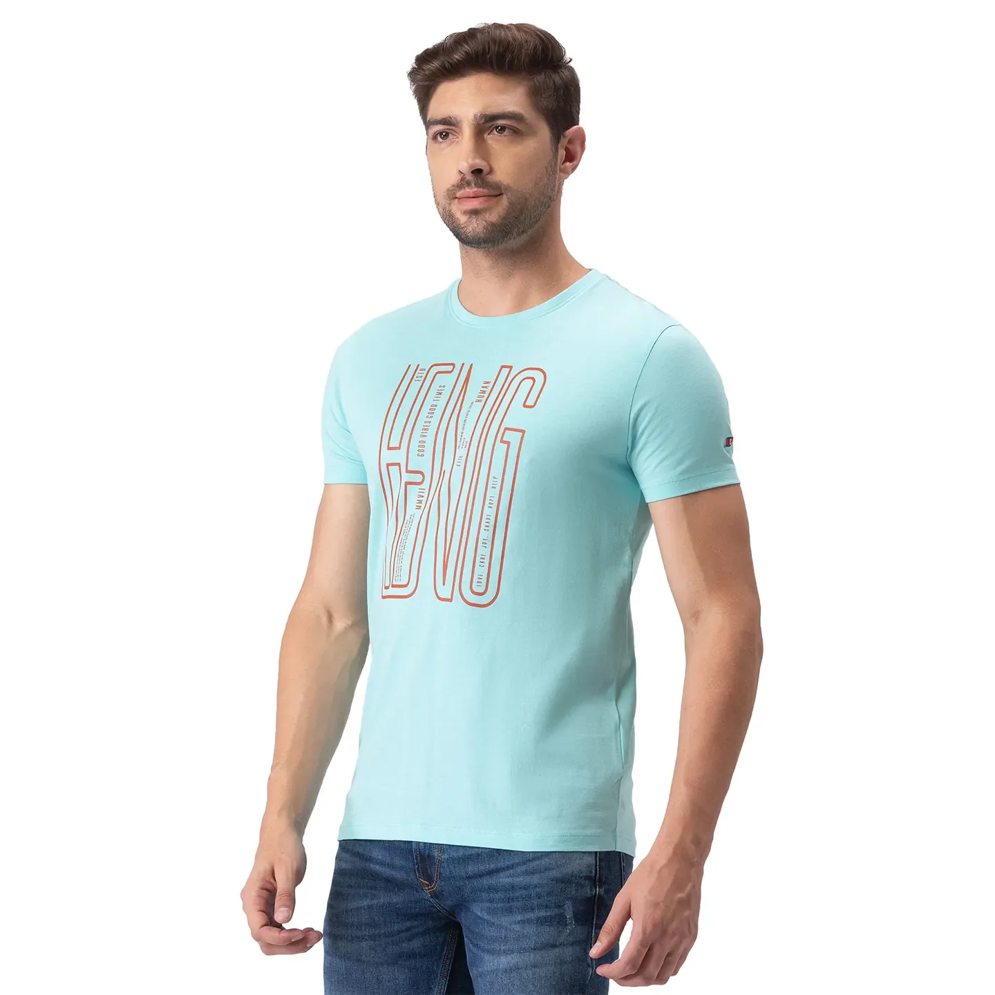 Blue Regular Fit Men's Short Sleeves T-Shirt by Being Human Clothing - Image 2