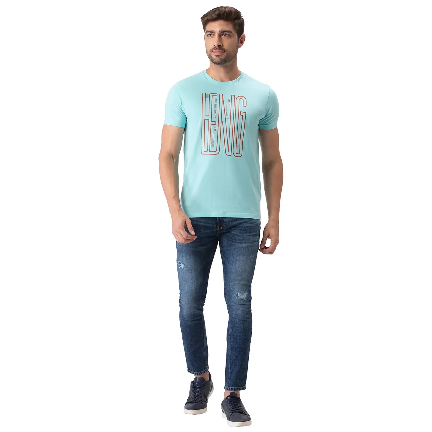 Blue Regular Fit Men's Short Sleeves T-Shirt by Being Human Clothing - Image 5