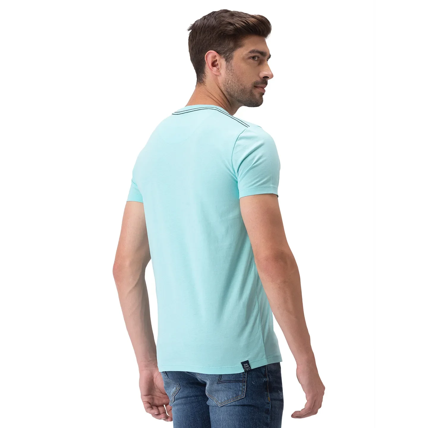 Blue Regular Fit Men's Short Sleeves T-Shirt by Being Human Clothing - Image 3