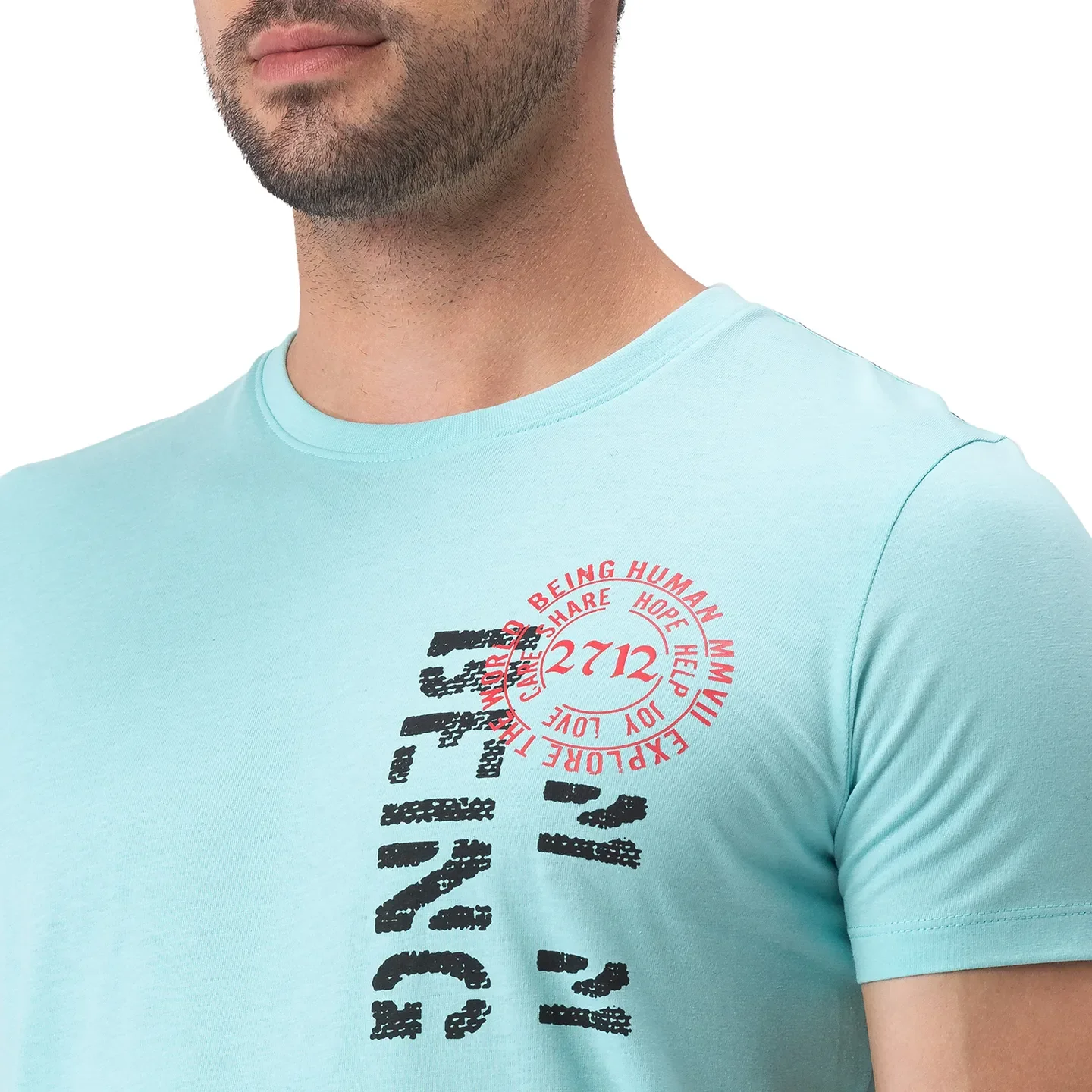 Blue Regular Fit Men's Short Sleeves T-Shirt by Being Human Clothing - Image 5