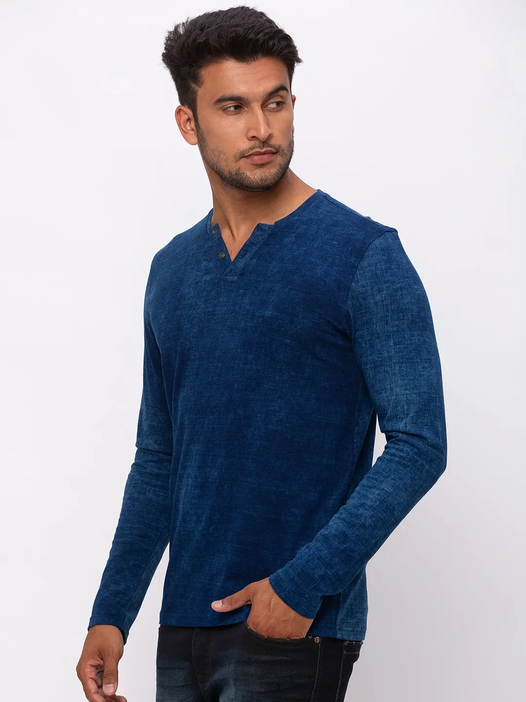 Blue Regular Fit Men's Short Sleeves T-Shirt by Being Human Clothing - Image 3