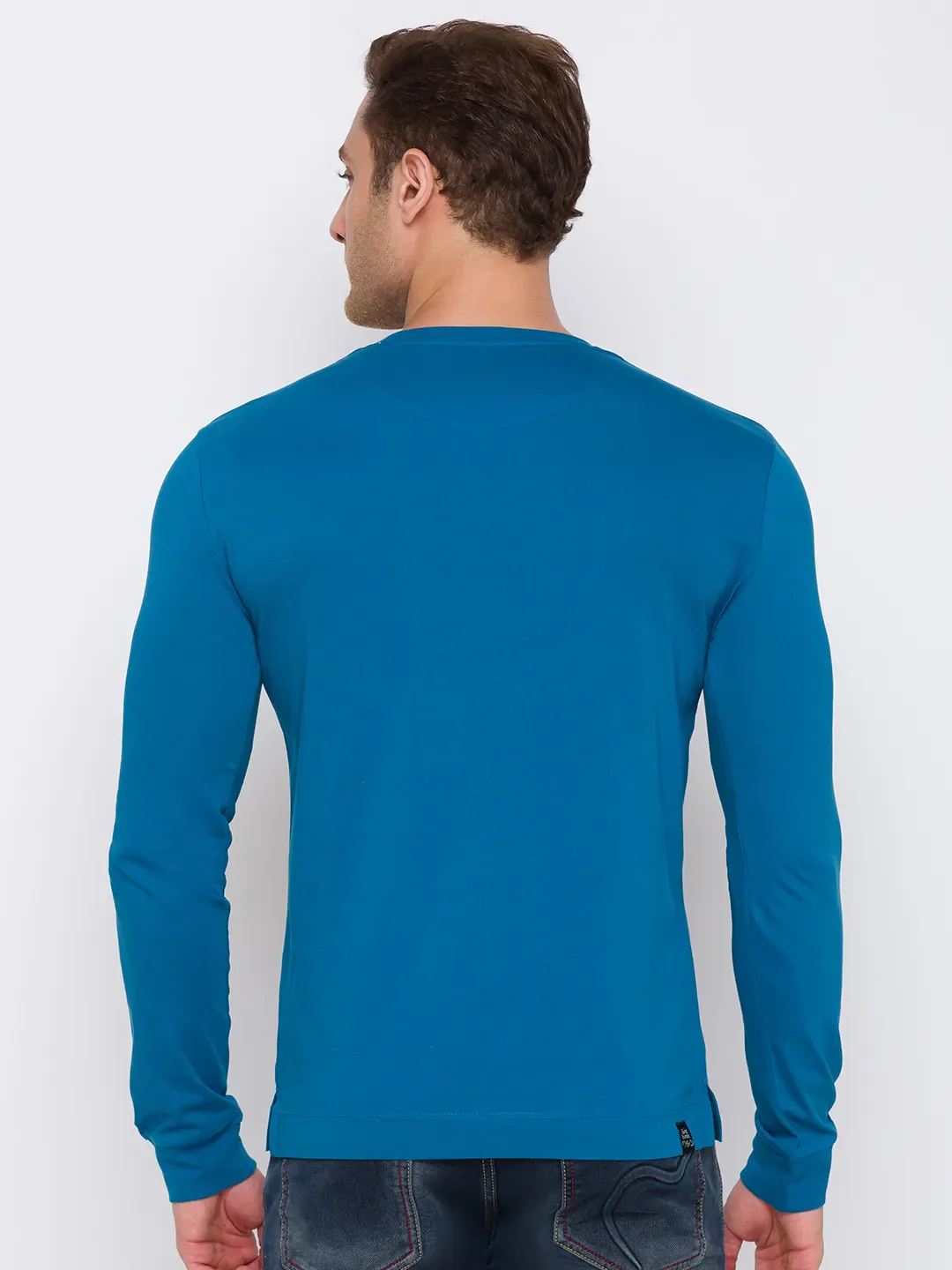 Blue Regular Fit Men's Long Sleeves T-Shirt by Being Human Clothing - Image 3