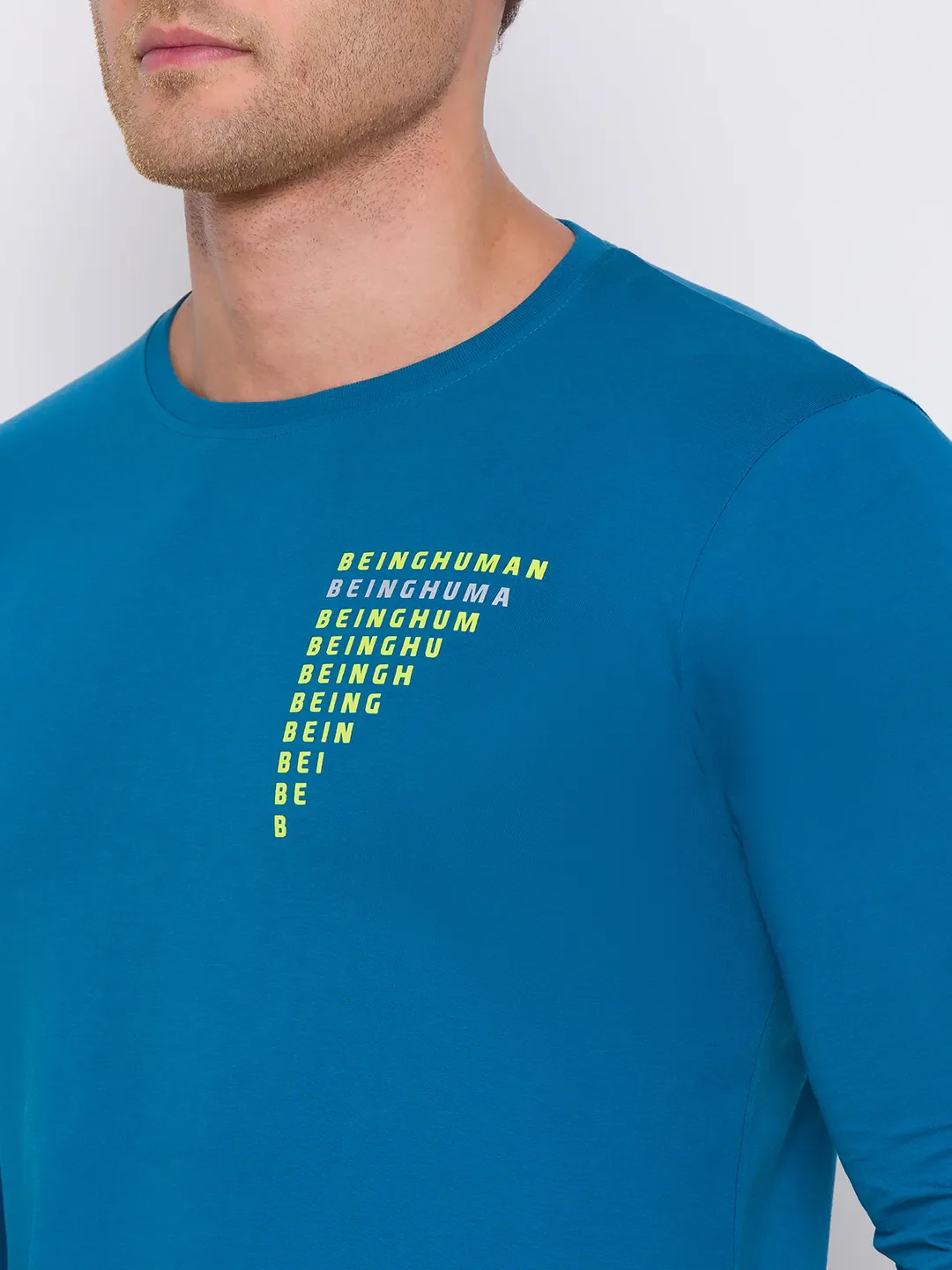 Blue Regular Fit Men's Long Sleeves T-Shirt by Being Human Clothing - Image 5