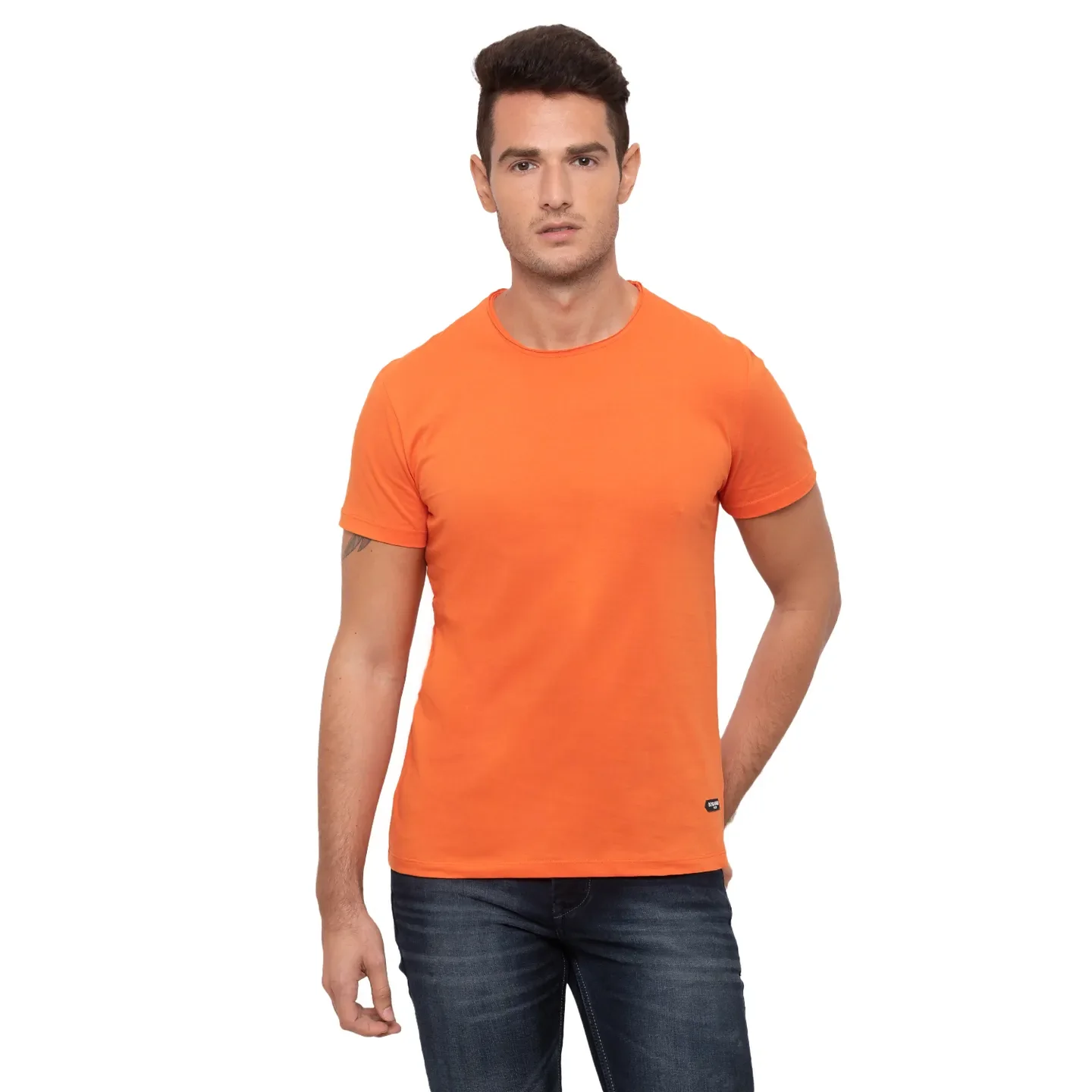 Orange Regular Fit Men's Short Sleeves T-Shirt by Being Human Clothing