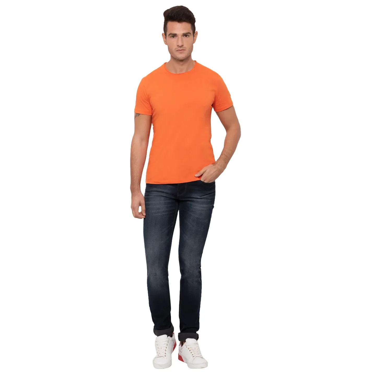 Orange Regular Fit Men's Short Sleeves T-Shirt by Being Human Clothing - Image 2