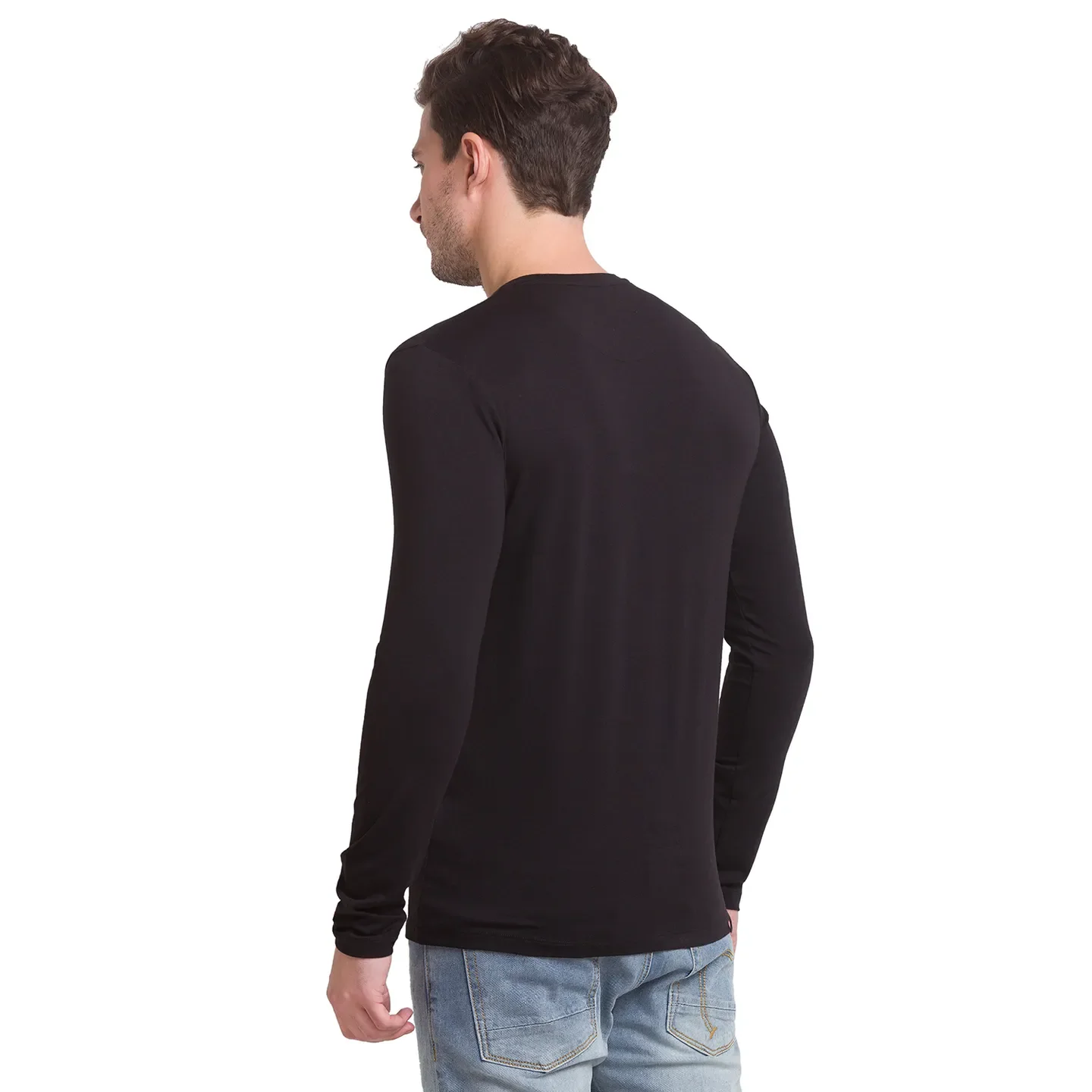 Jet Black Regular Fit Round Neck Men's T-Shirt by Being Human Clothing - Image 3