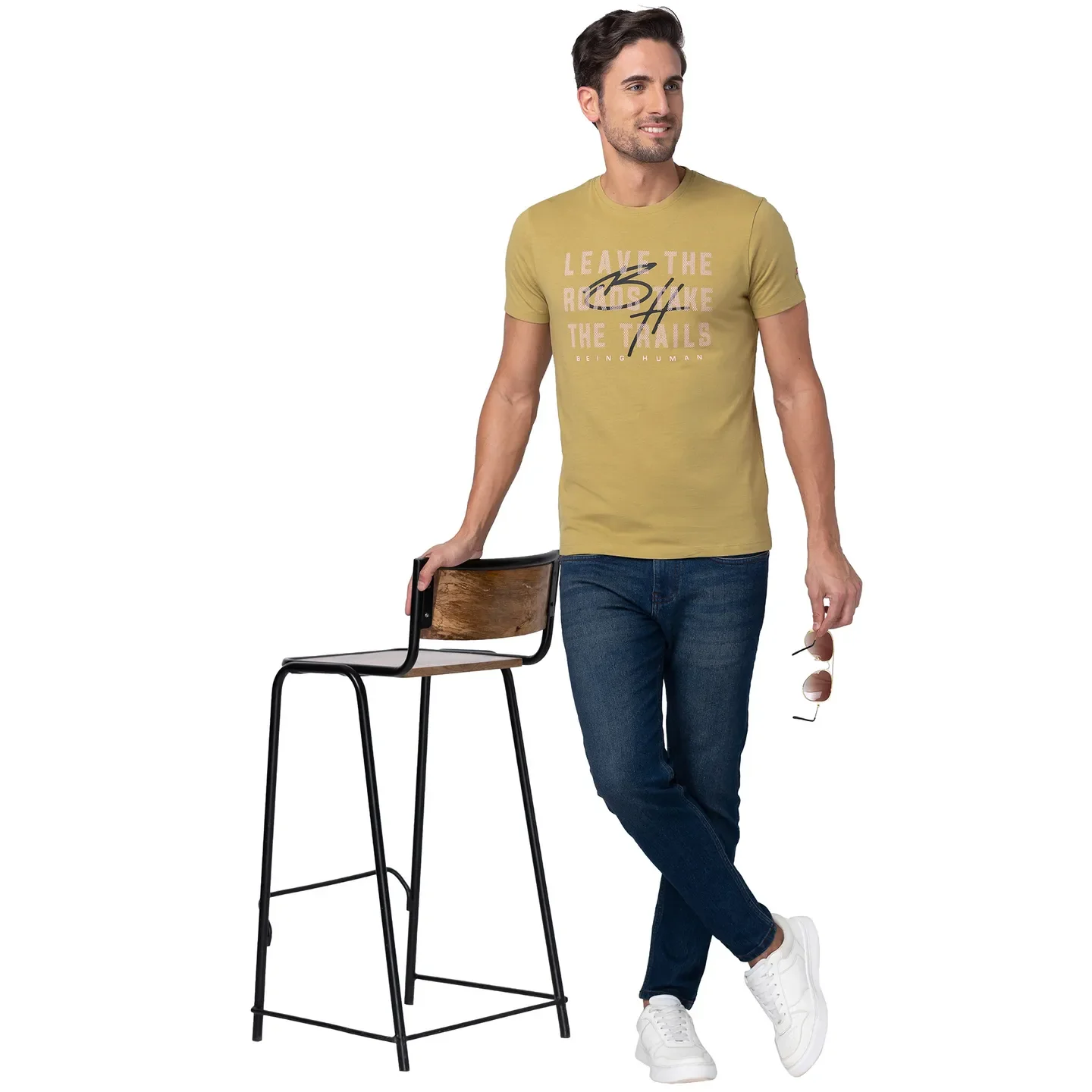 Brown Regular Fit Men's Short Sleeves T-Shirt by Being Human Clothing - Image 6