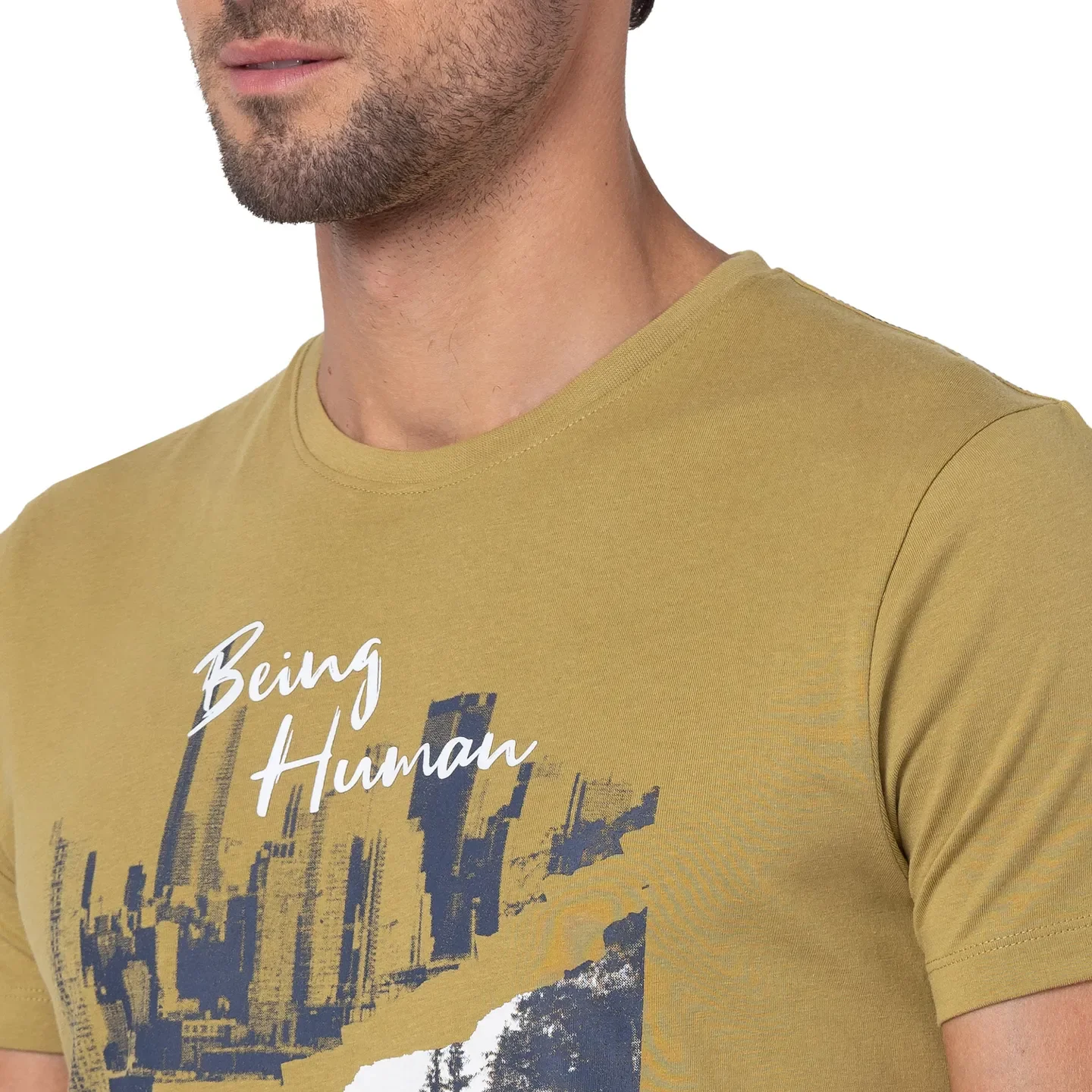 Brown Regular Fit Men's Short Sleeves T-Shirt by Being Human Clothing - Image 5