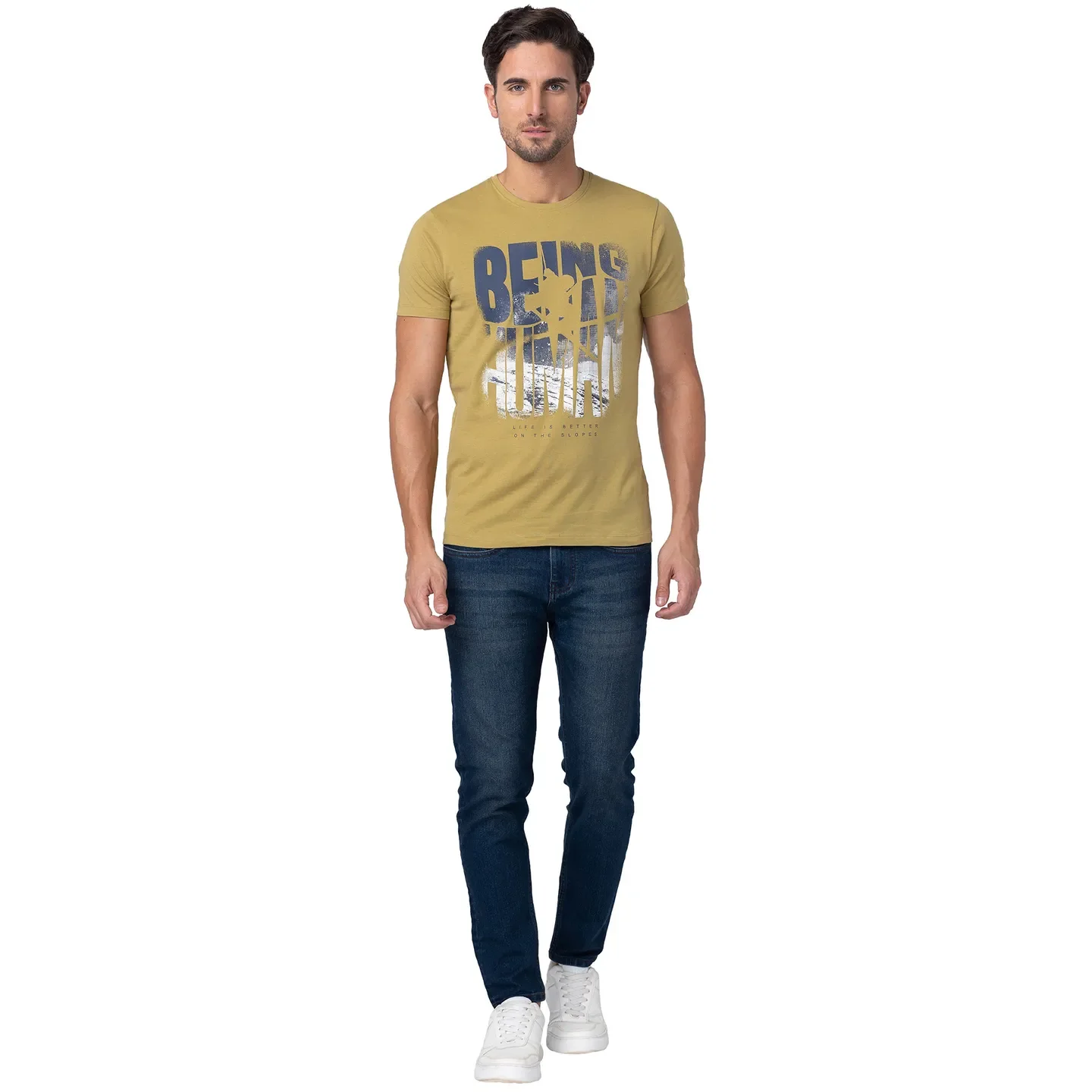 Brown Regular Fit Men's Short Sleeves T-Shirt by Being Human Clothing - Image 2