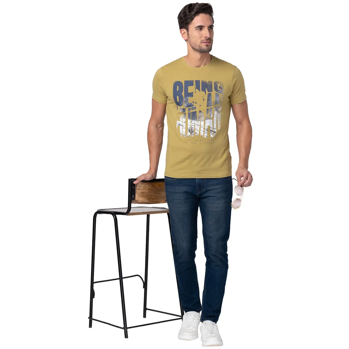 Brown Regular Fit Men's Short Sleeves T-Shirt by Being Human Clothing - Image 6