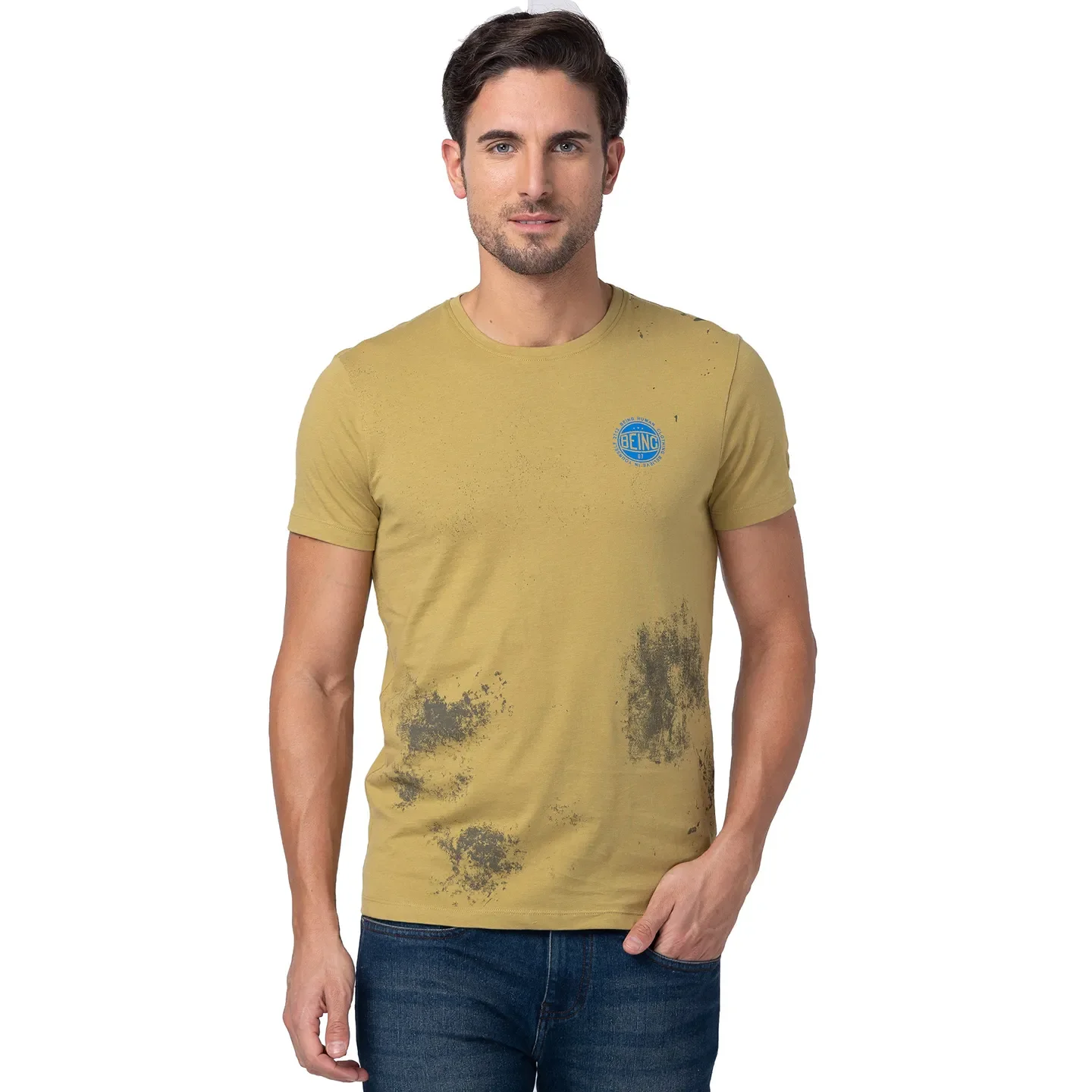 Brown Regular Fit Men's Short Sleeves T-Shirt by Being Human Clothing