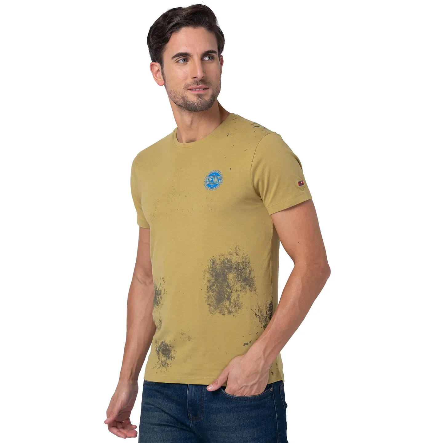 Brown Regular Fit Men's Short Sleeves T-Shirt by Being Human Clothing - Image 4