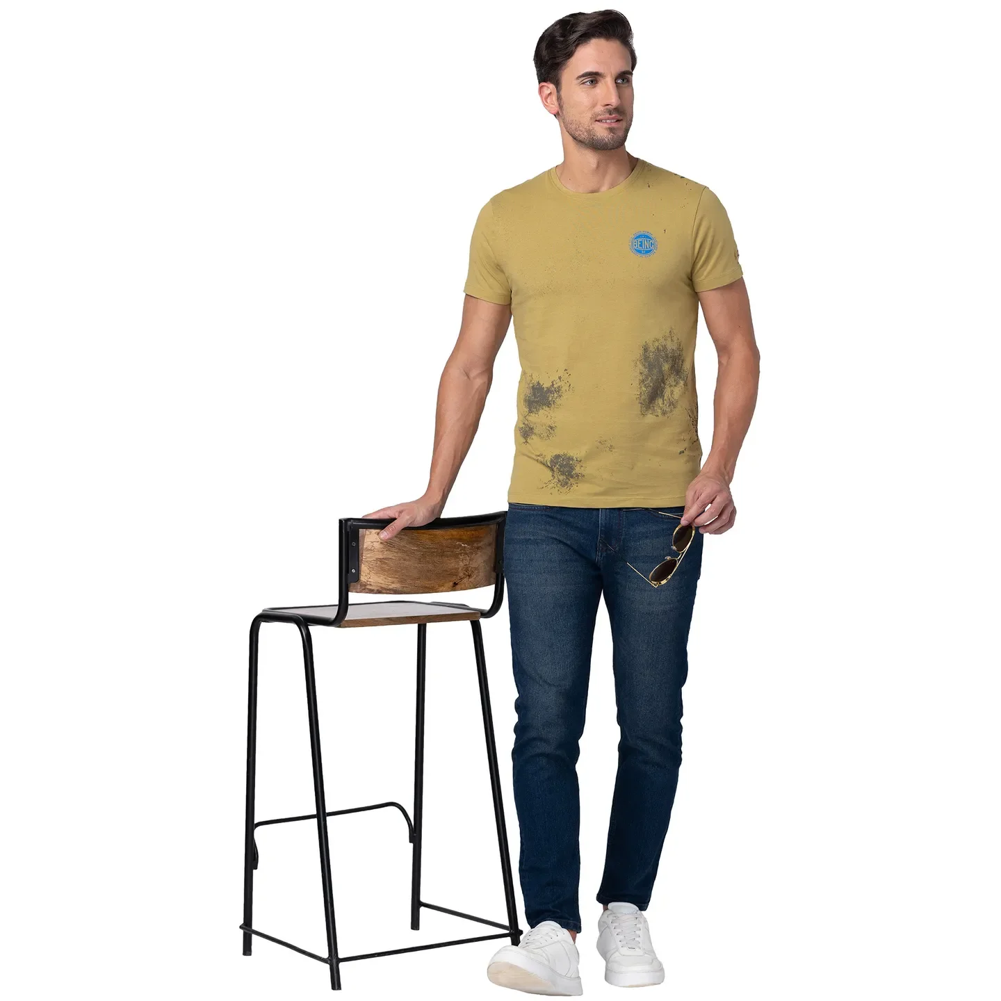 Brown Regular Fit Men's Short Sleeves T-Shirt by Being Human Clothing - Image 6
