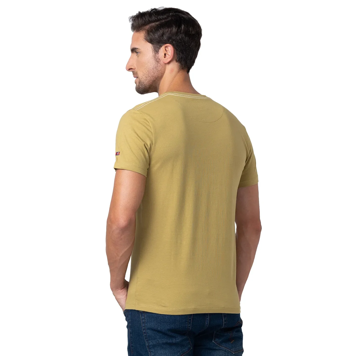 Khaki Regular Fit Round Neck Men's T-Shirt by Being Human Clothing - Image 3