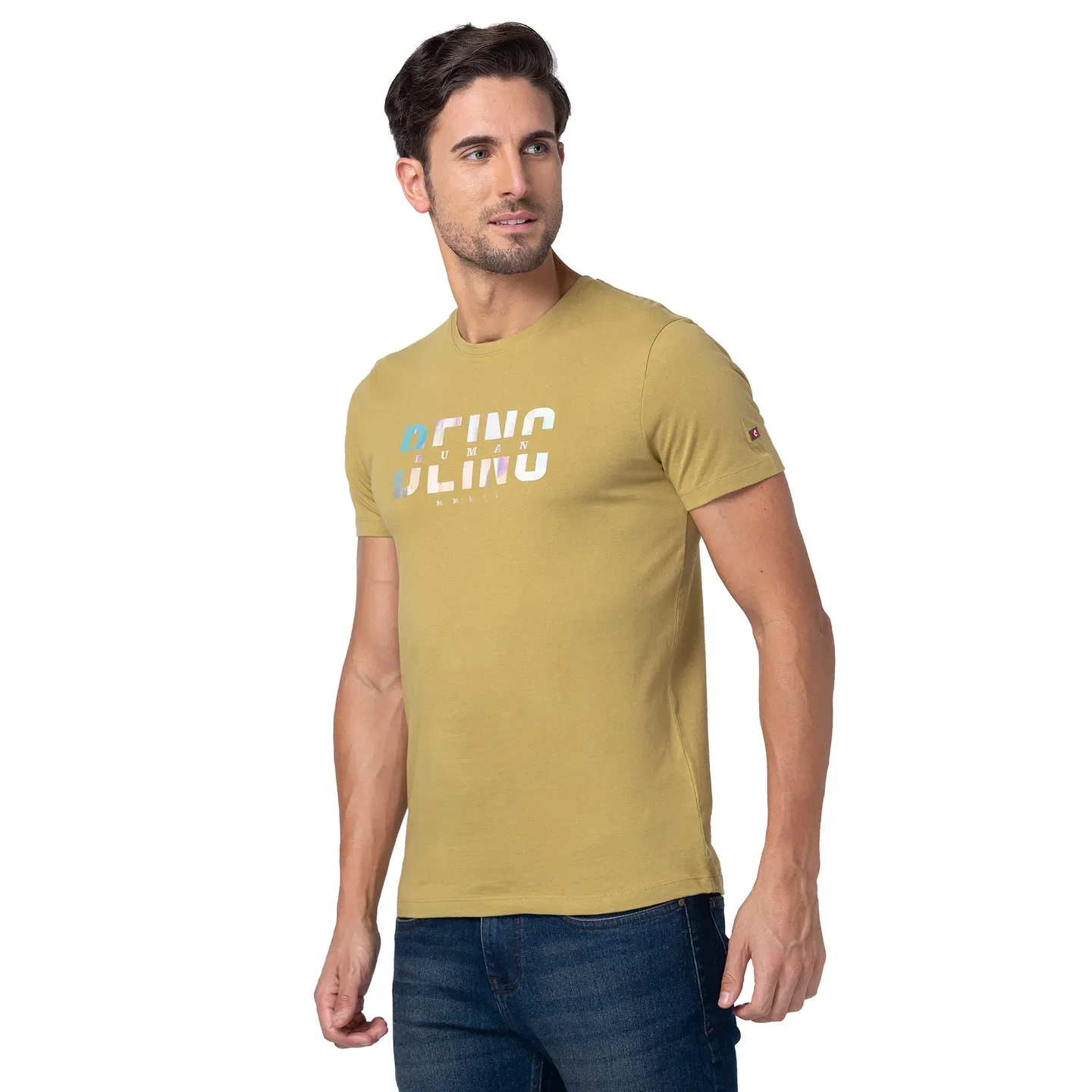 Khaki Regular Fit Round Neck Men's T-Shirt by Being Human Clothing - Image 4
