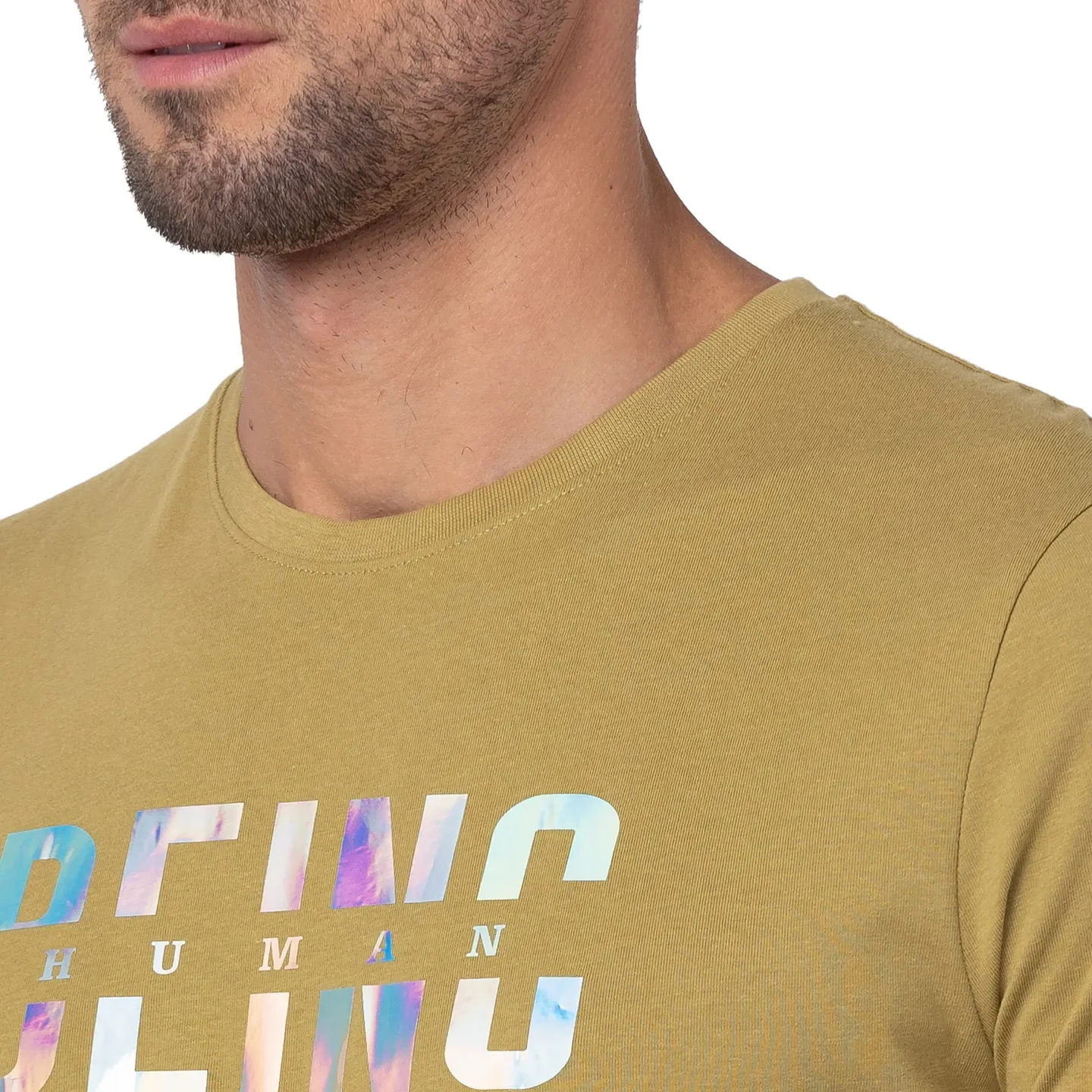 Khaki Regular Fit Round Neck Men's T-Shirt by Being Human Clothing - Image 5