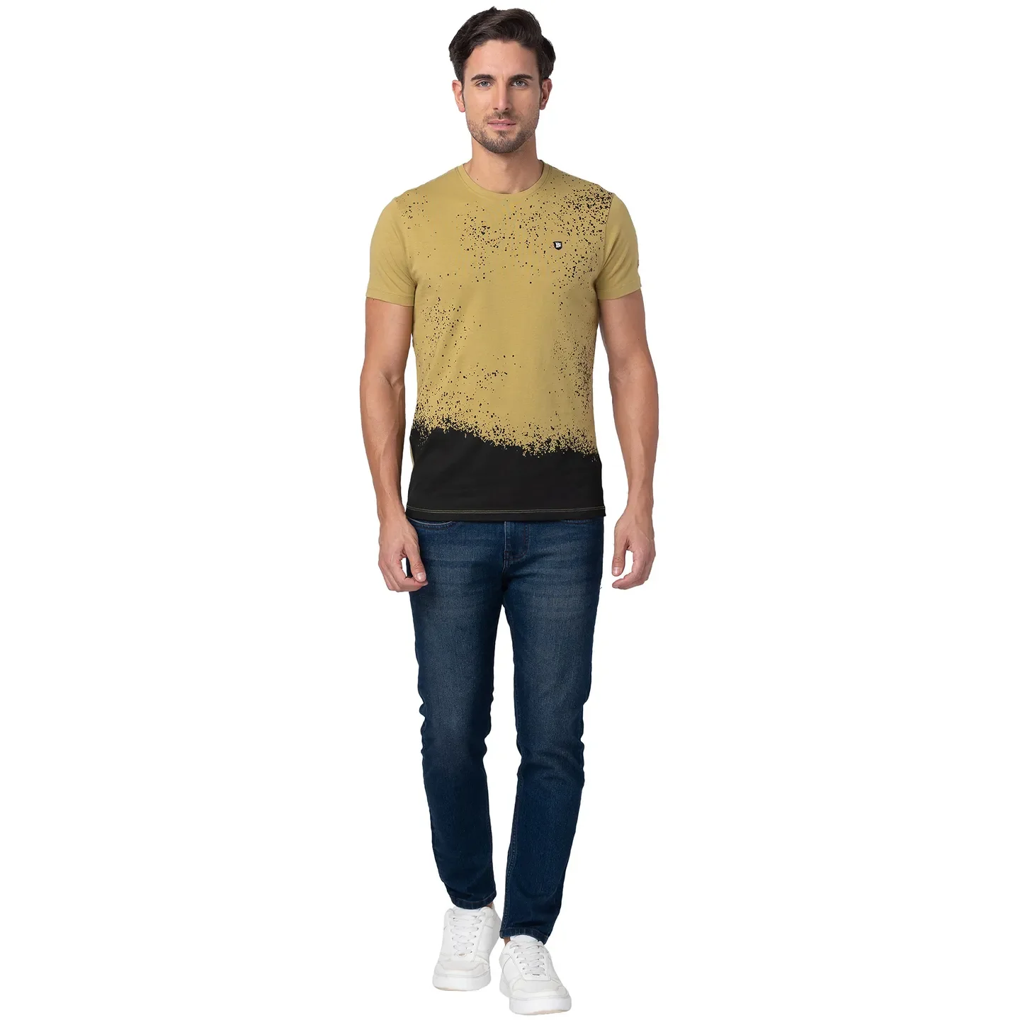 Khaki Regular Fit Round Neck Men's T-Shirt by Being Human Clothing - Image 2