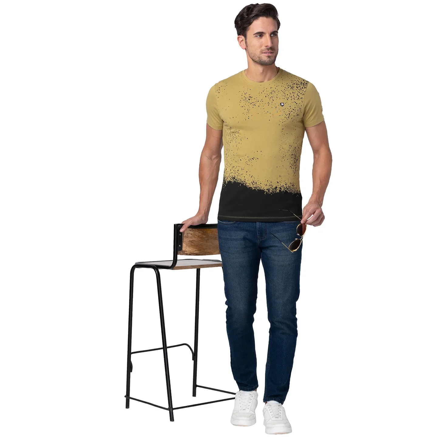 Khaki Regular Fit Round Neck Men's T-Shirt by Being Human Clothing - Image 6