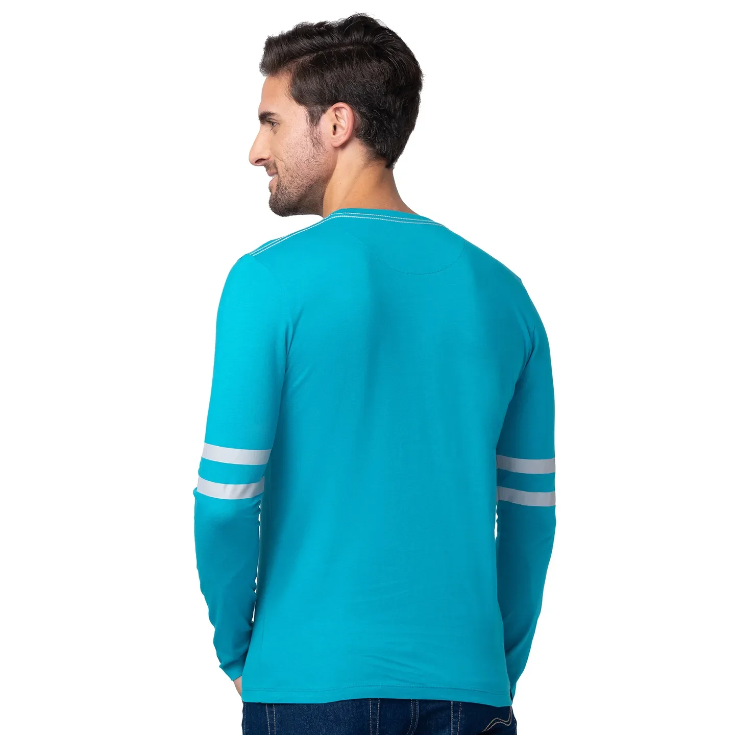 Blue Regular Fit Men's Long Sleeves T-Shirt by Being Human Clothing - Image 3