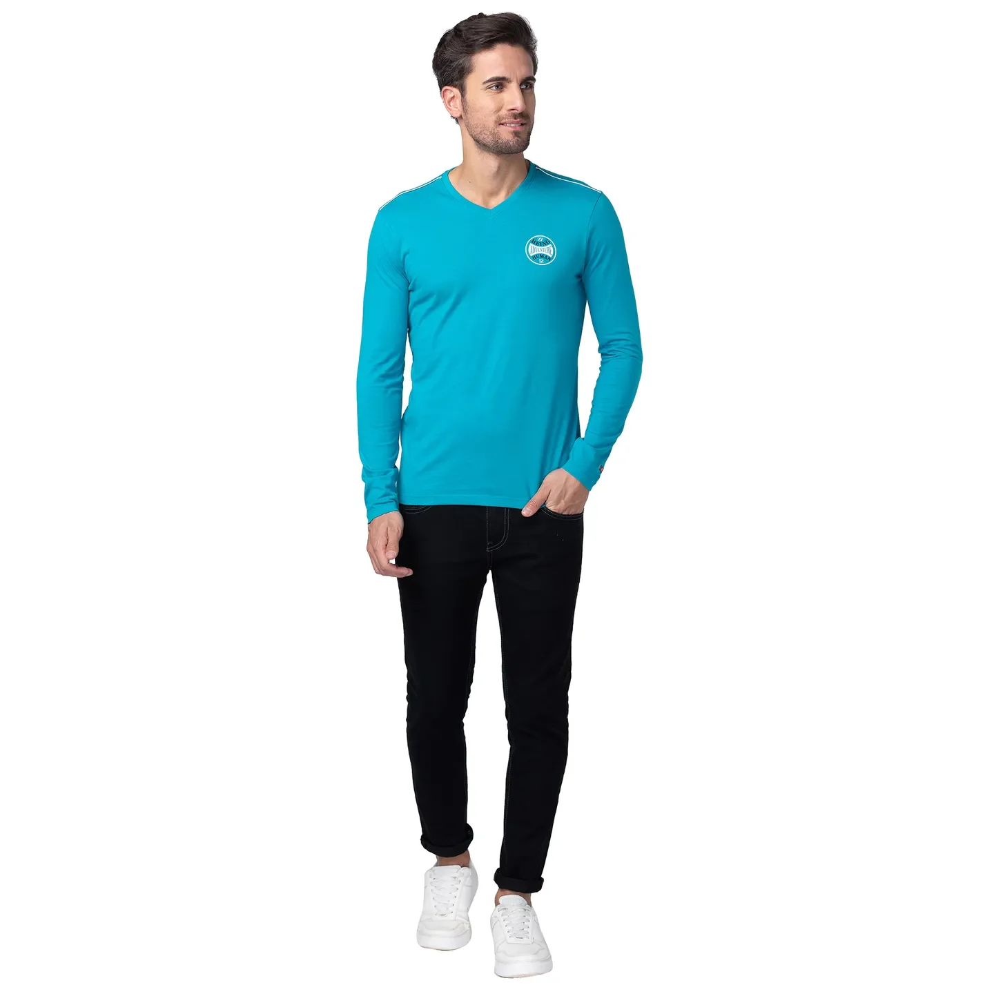 Lake Blue Regular Fit Round Neck Men's T-Shirt by Being Human Clothing - Image 5