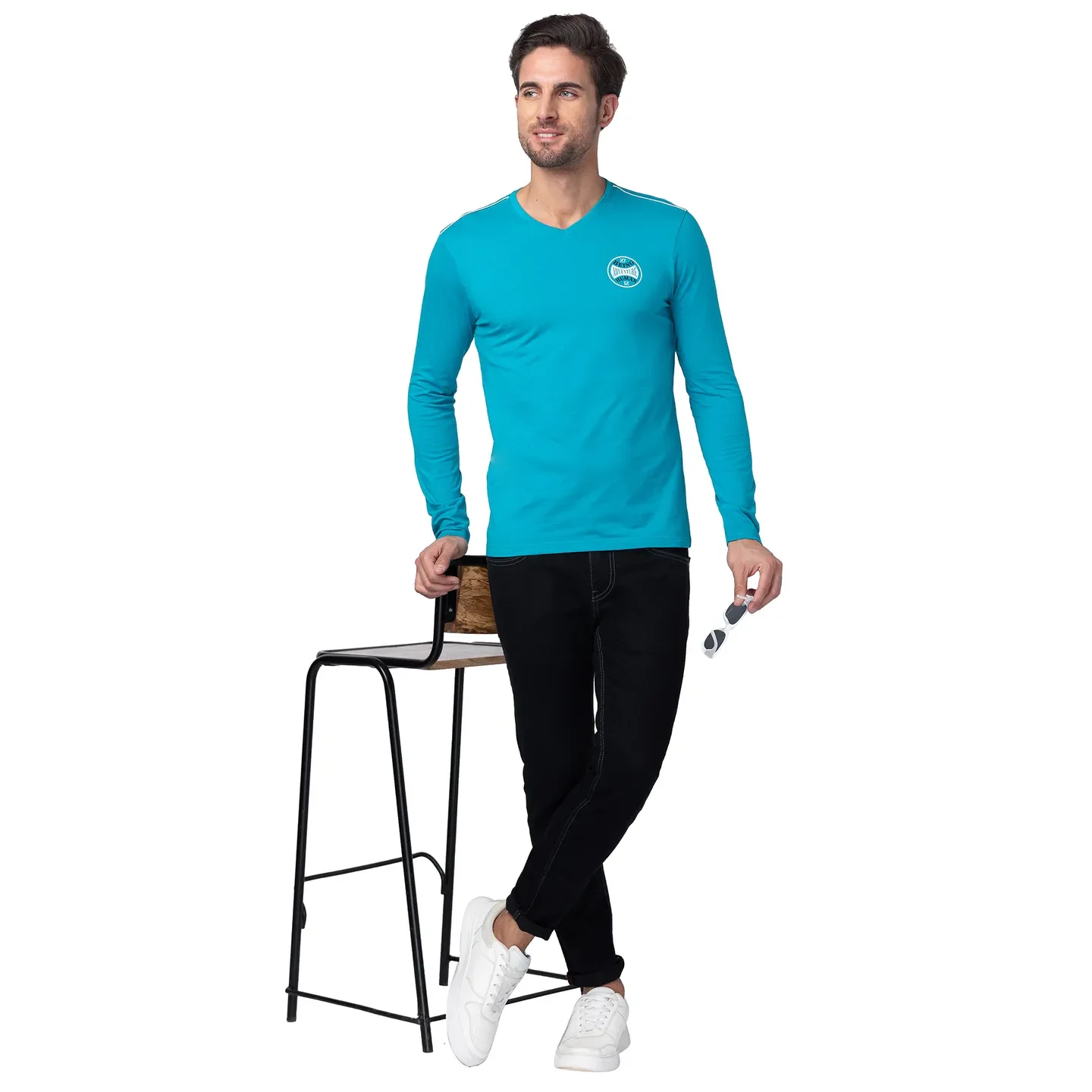 Lake Blue Regular Fit Round Neck Men's T-Shirt by Being Human Clothing - Image 6