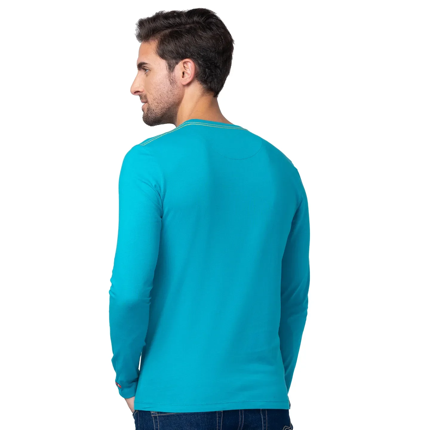 Blue Regular Fit Men's Long Sleeves T-Shirt by Being Human Clothing - Image 3