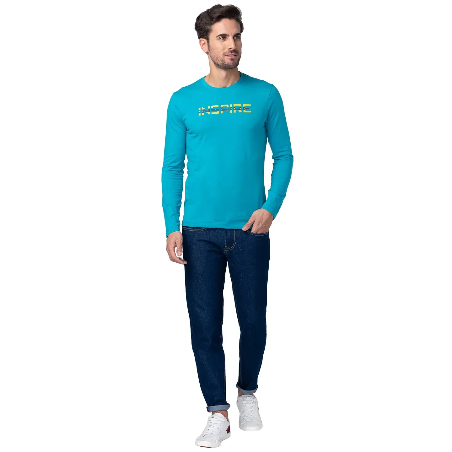 Blue Regular Fit Men's Long Sleeves T-Shirt by Being Human Clothing - Image 5