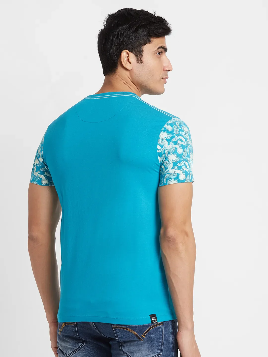 Lake Blue Regular Fit Round Neck Men's T-Shirt by Being Human Clothing - Image 3