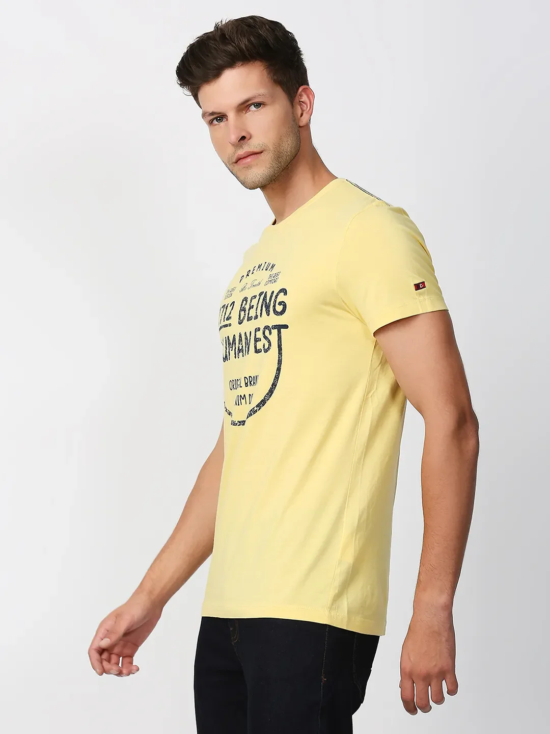 Yellow Regular Fit Men's Short Sleeves T-Shirt by Being Human Clothing - Image 2