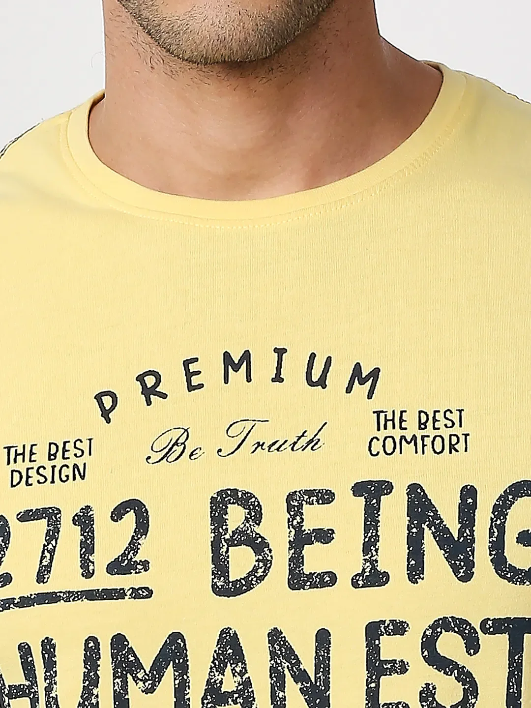 Yellow Regular Fit Men's Short Sleeves T-Shirt by Being Human Clothing - Image 5