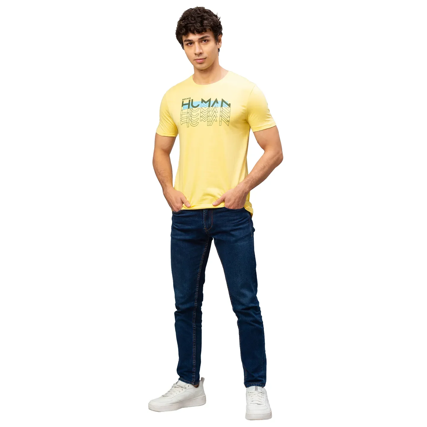 Yellow Regular Fit Men's Short Sleeves T-Shirt by Being Human Clothing - Image 5