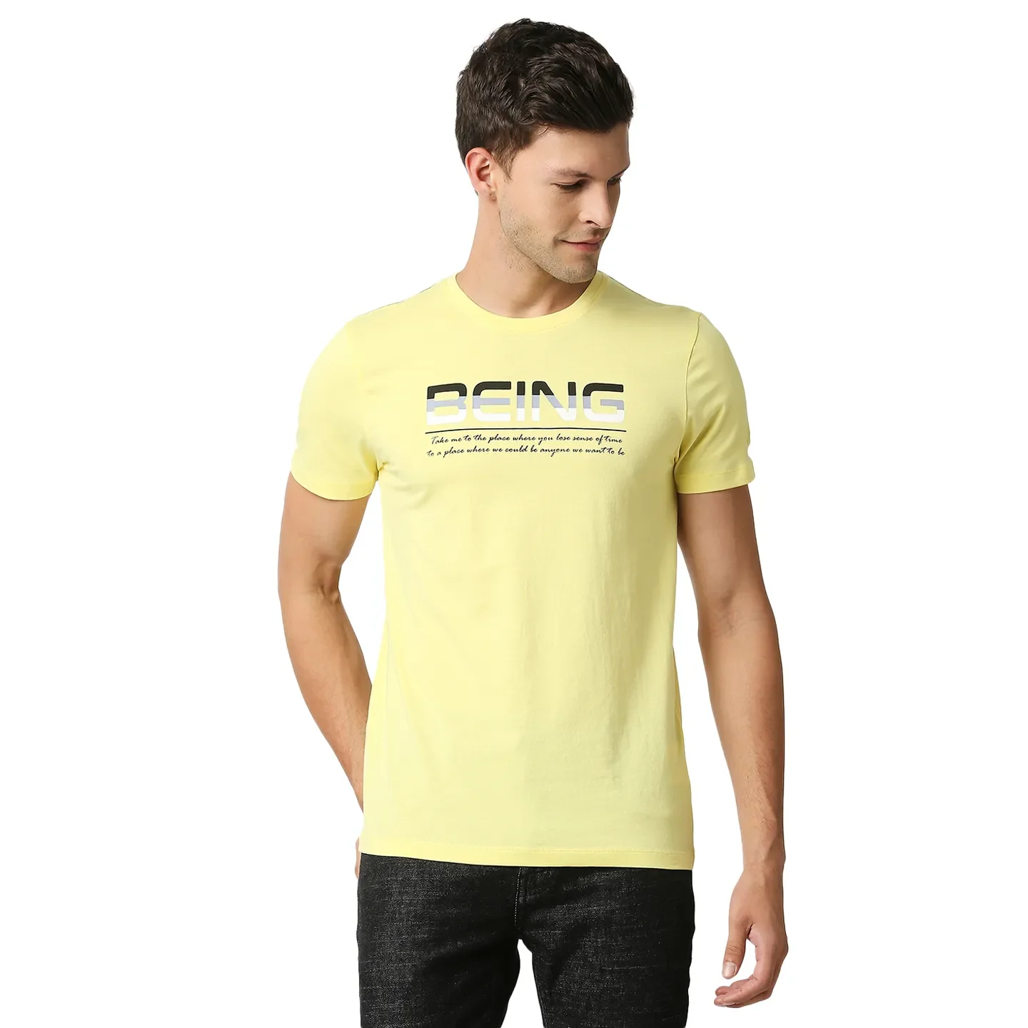Yellow Regular Fit Men's Short Sleeves T-Shirt by Being Human Clothing