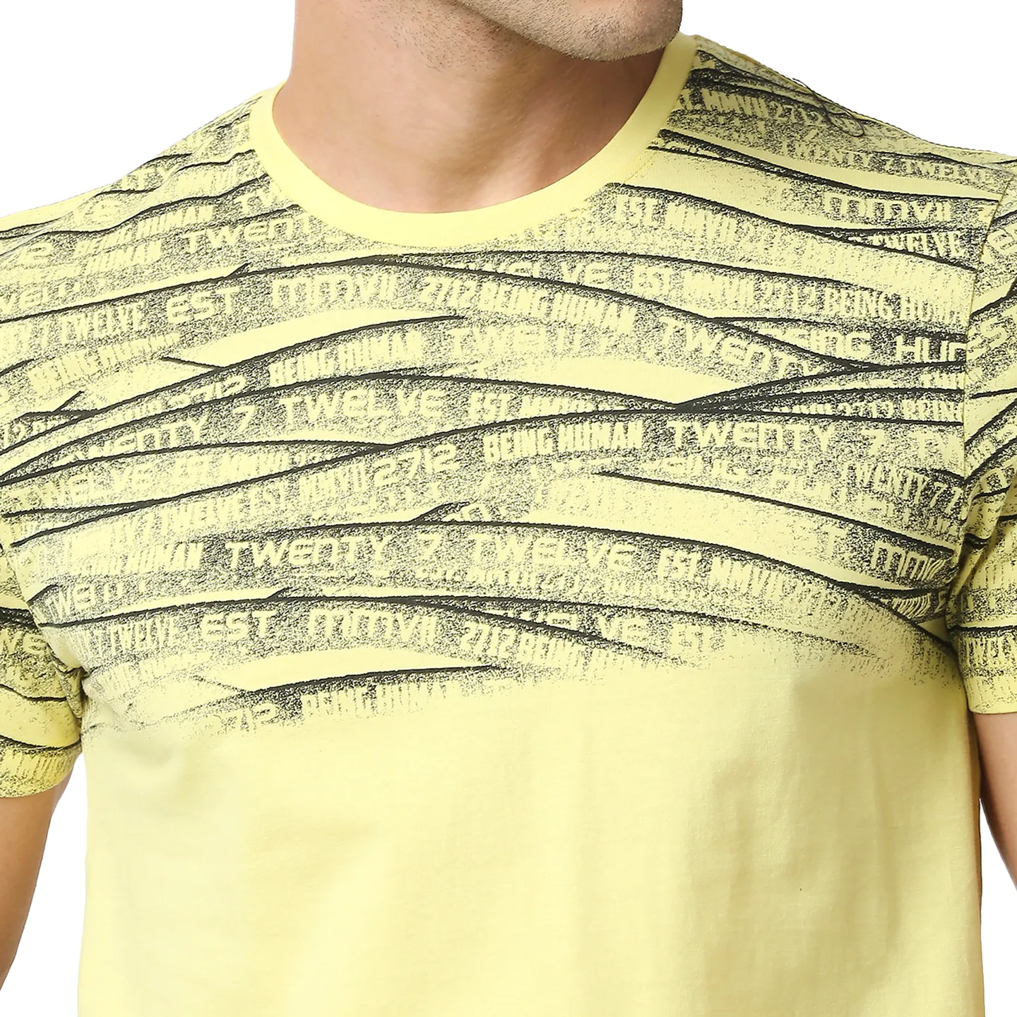 Yellow Regular Fit Men's Short Sleeves T-Shirt by Being Human Clothing - Image 5