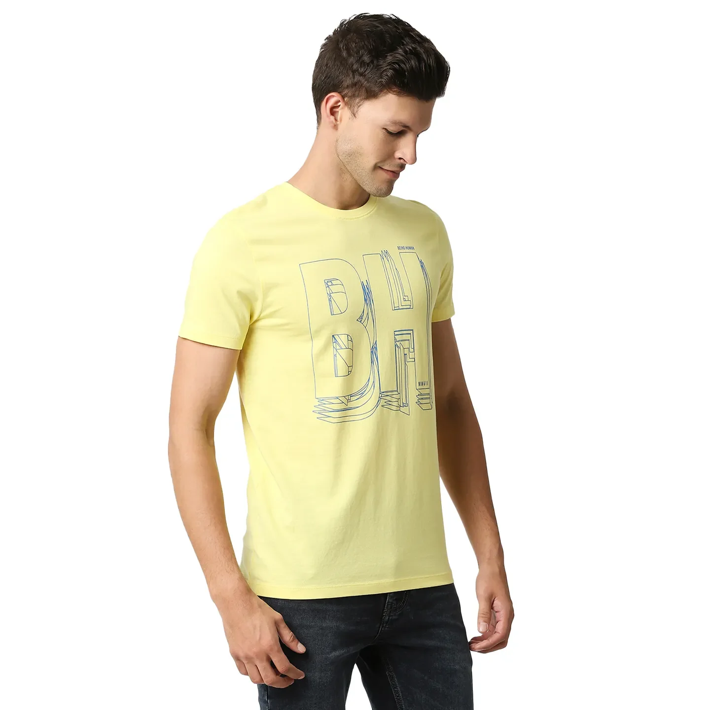 Yellow Regular Fit Men's Short Sleeves T-Shirt by Being Human Clothing - Image 3