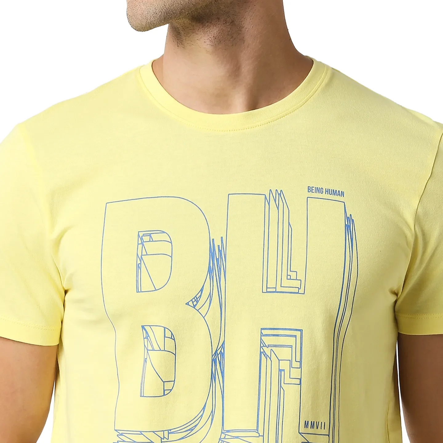 Yellow Regular Fit Men's Short Sleeves T-Shirt by Being Human Clothing - Image 5