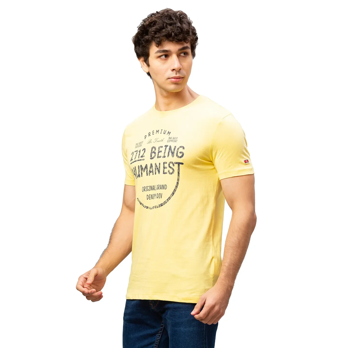 Yellow Regular Fit Men's Short Sleeves T-Shirt by Being Human Clothing - Image 4