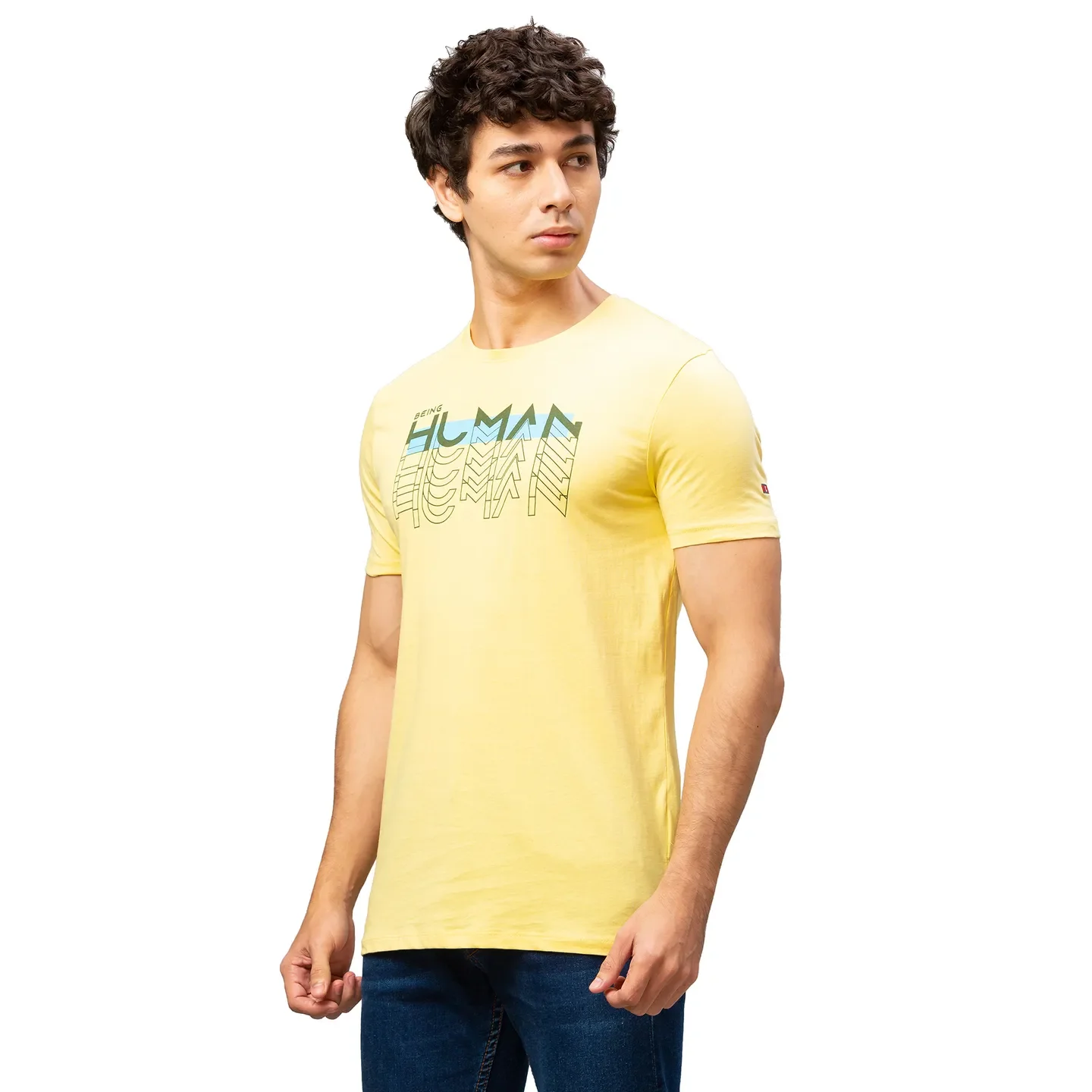 Yellow Regular Fit Men's Short Sleeves T-Shirt by Being Human Clothing - Image 4