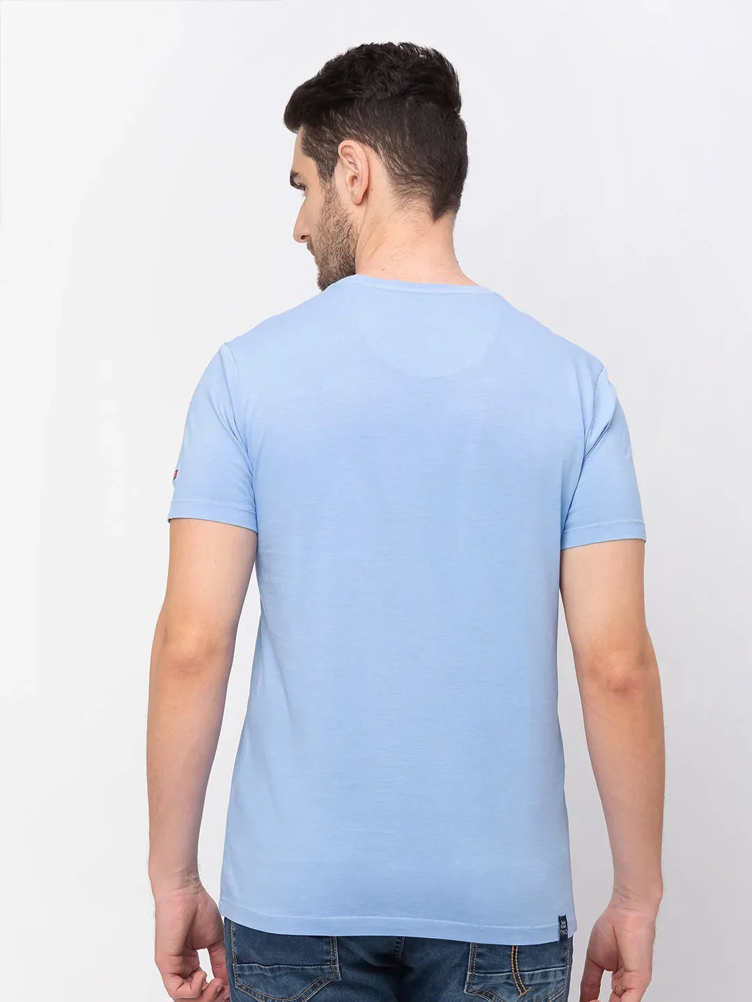 Blue Regular Fit Men's Short Sleeves T-Shirt by Being Human Clothing - Image 6