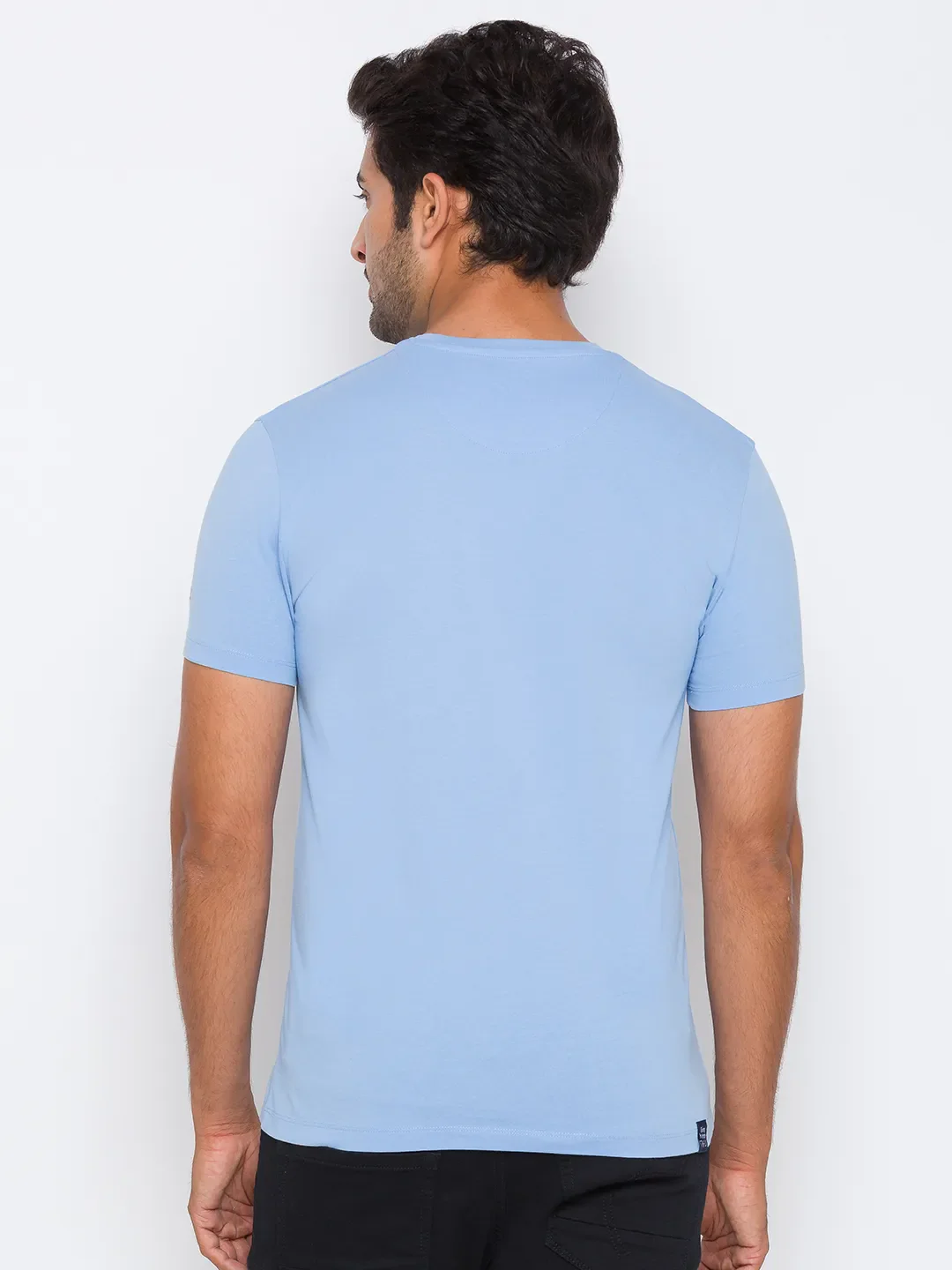 Light Blue Regular Fit Round Neck Men's T-Shirt by Being Human Clothing - Image 10