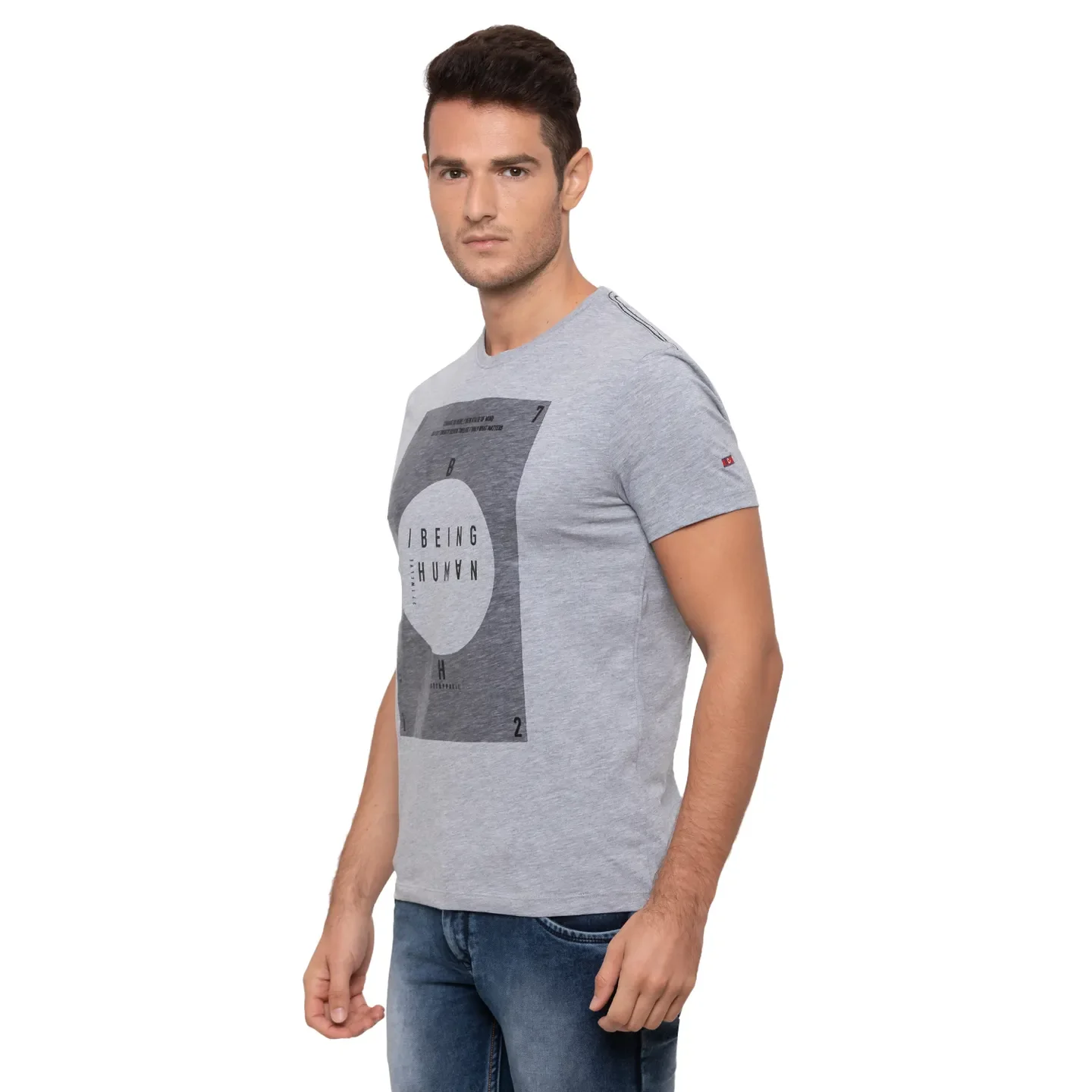 Grey Regular Fit Men's T-Shirt by Being Human Clothing - Image 3