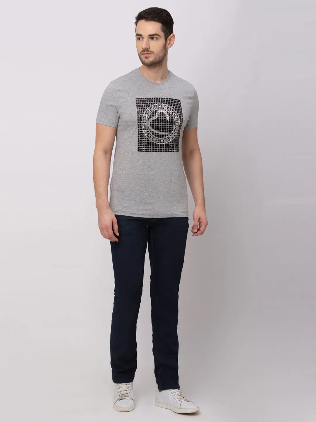 Grey Regular Fit Men's Short Sleeves T-Shirt by Being Human Clothing - Image 4